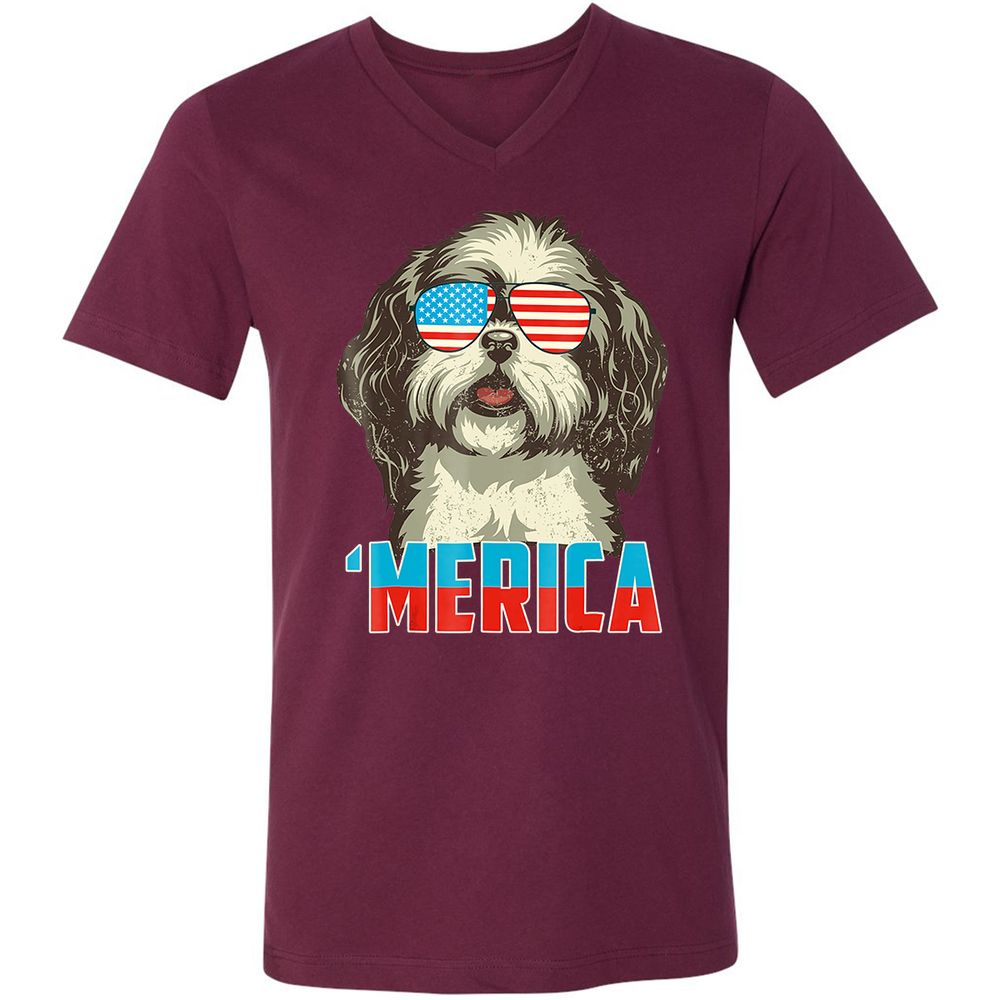 Unisex V-Neck T-Shirt - NMC52DWC - Maroon - 6