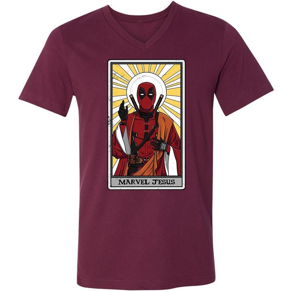 Unisex V-Neck T-Shirt - HNN46VPE - Maroon - 6