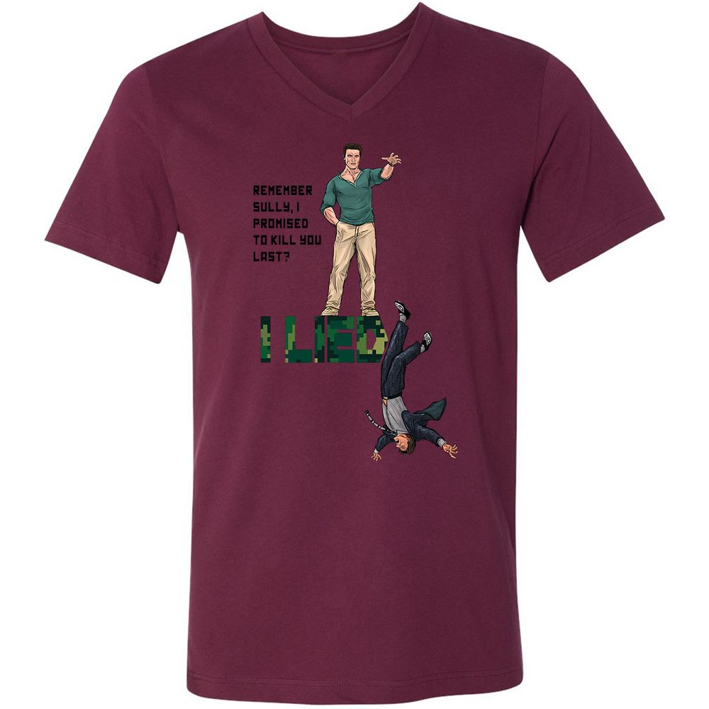 Unisex V-Neck T-Shirt - ZRLKWMX3 - Maroon - 6