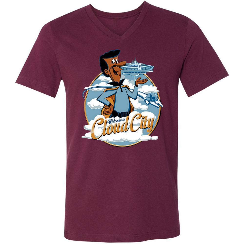 Unisex V-Neck T-Shirt - QAYFGR75 - Maroon - 6