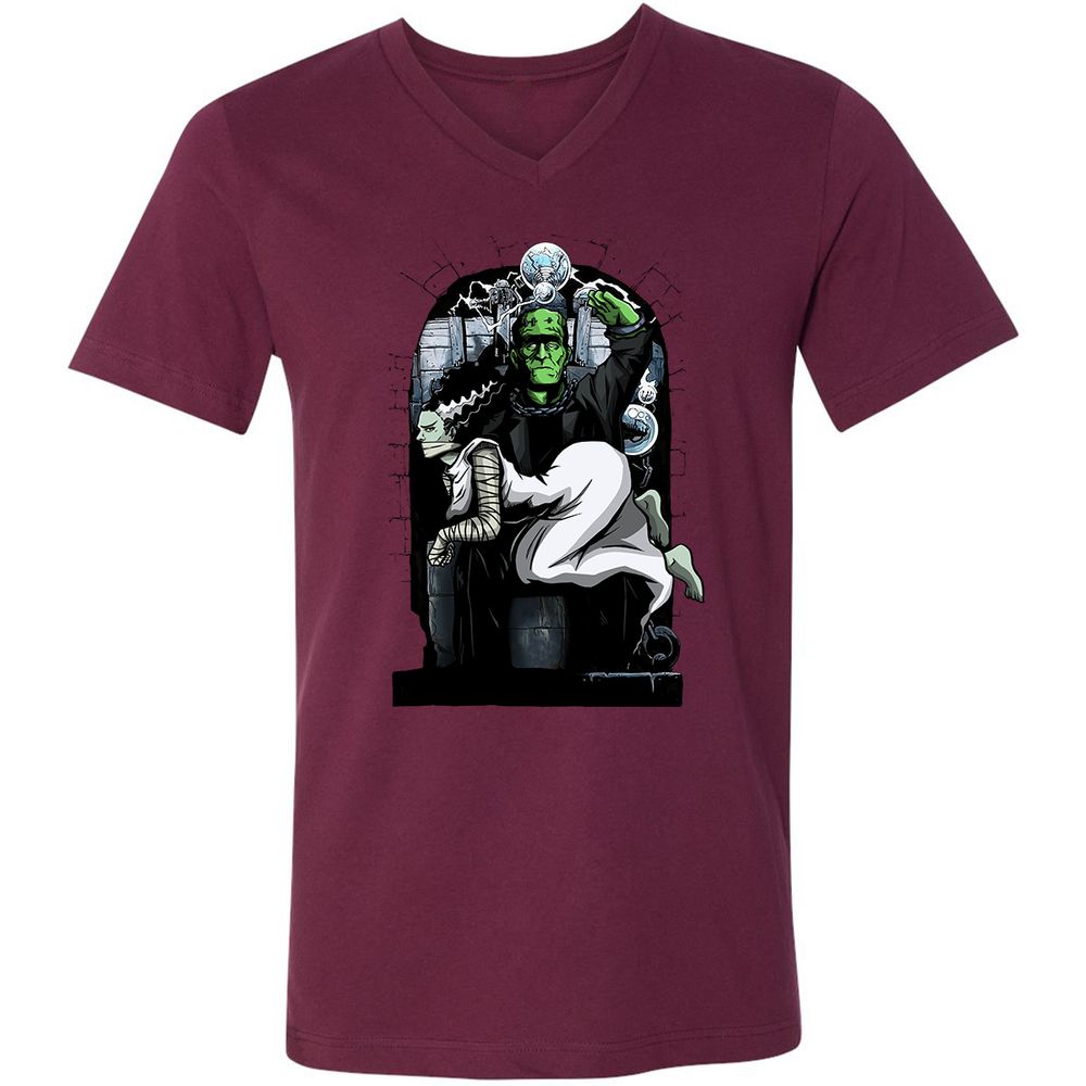 Unisex V-Neck T-Shirt - WPXDVVKU - Maroon - 6