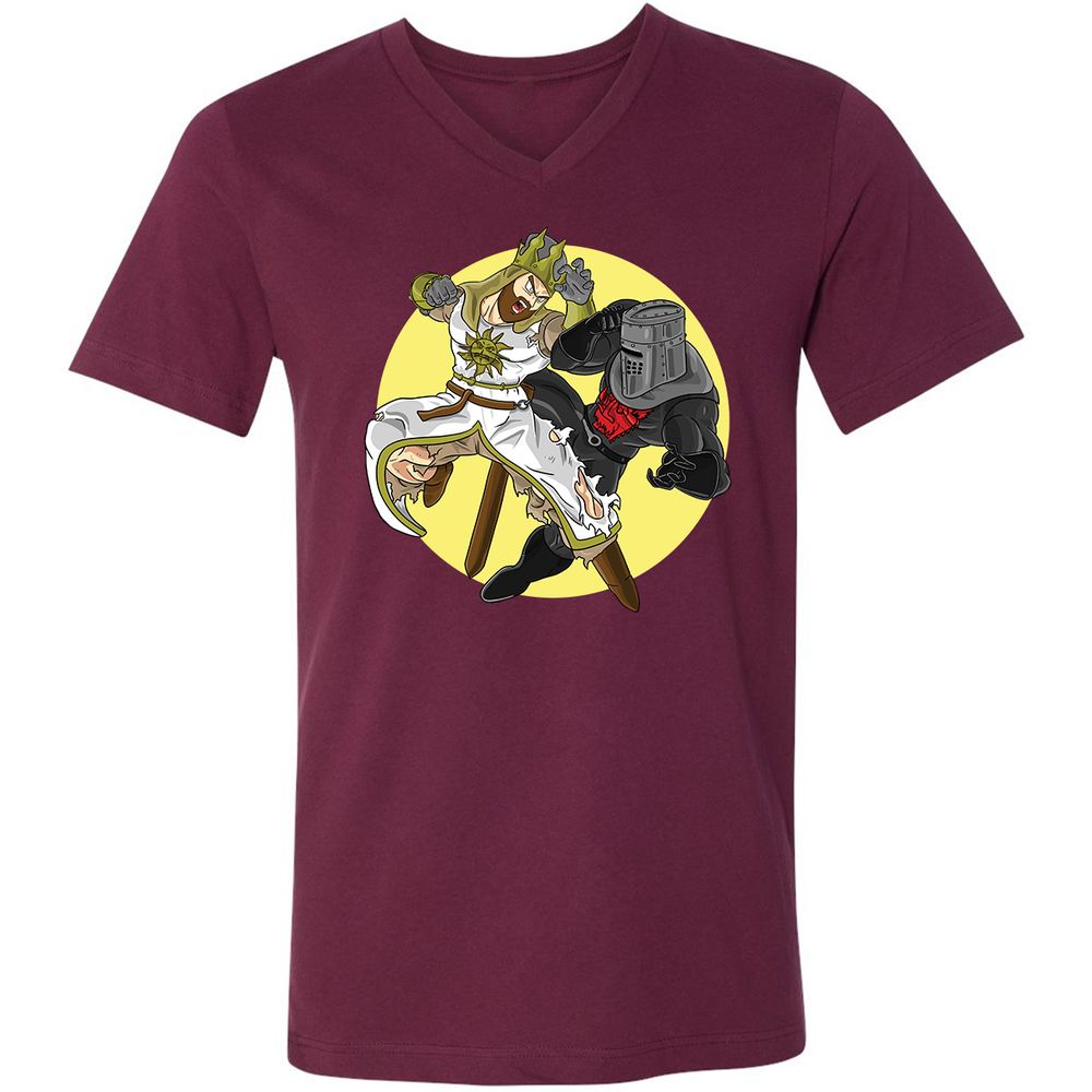 Unisex V-Neck T-Shirt - K7SDAG3S - Maroon - 6