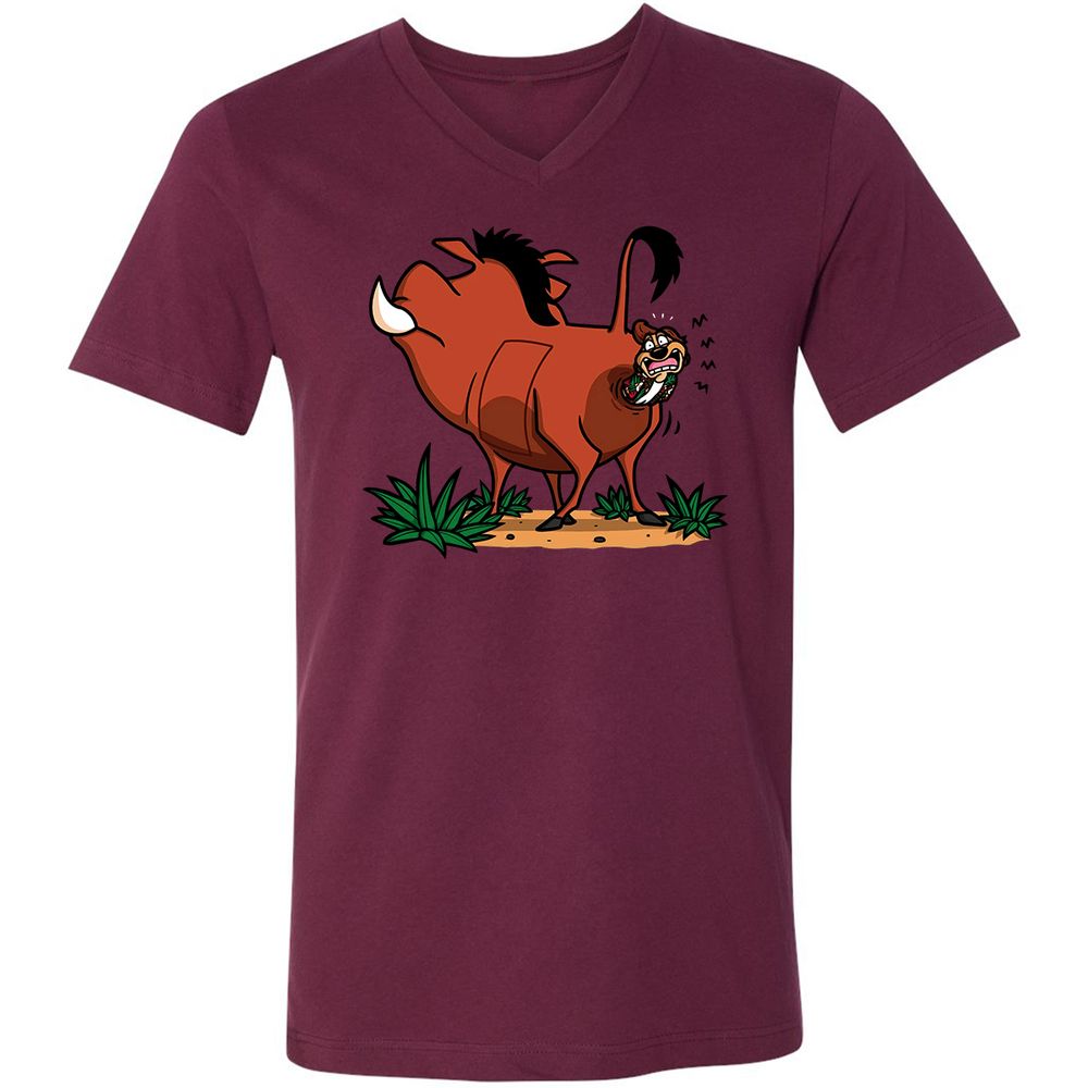 Unisex V-Neck T-Shirt - 1DYQCVG5 - Maroon - 6