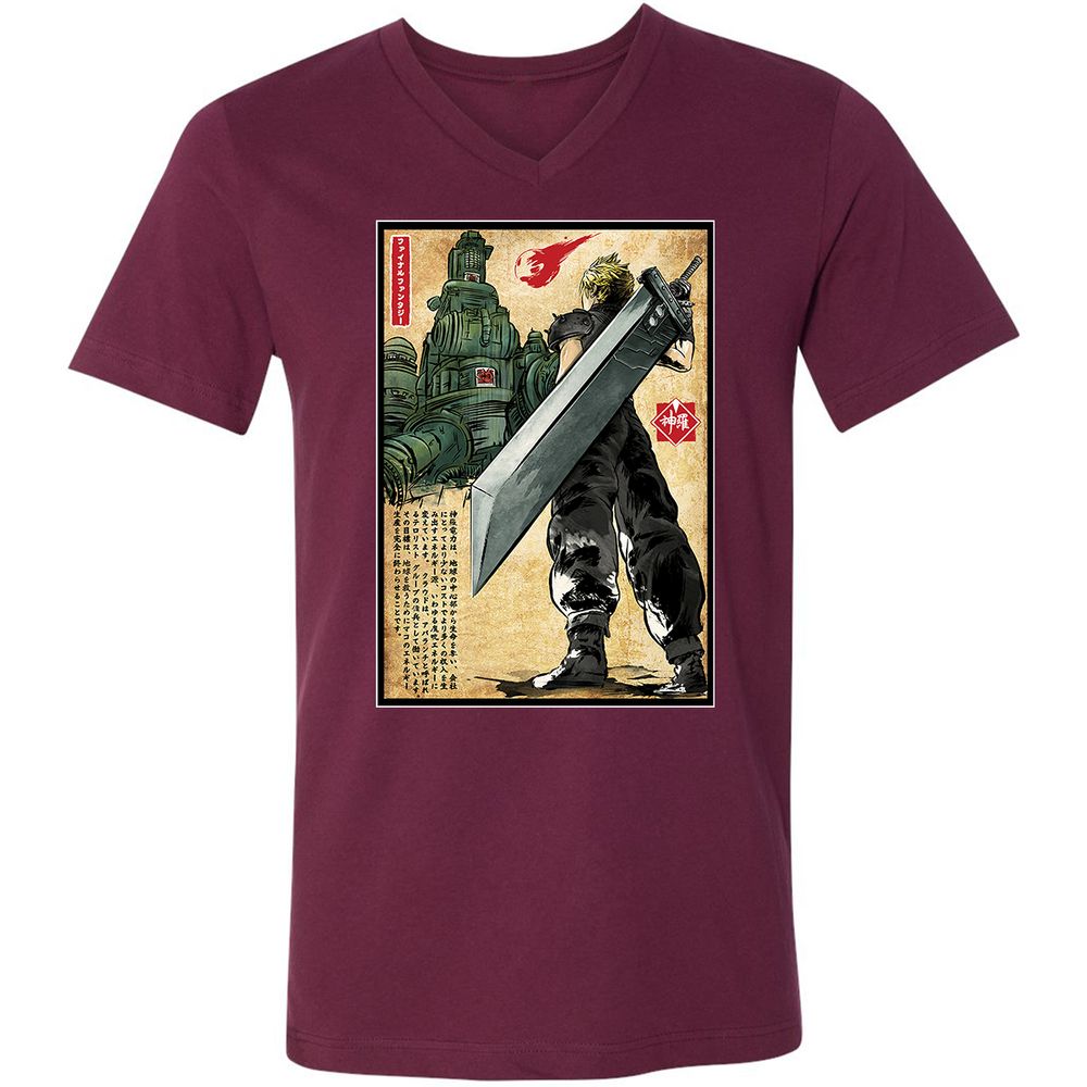 Unisex V-Neck T-Shirt - GKGG8FQ3 - Maroon - 6