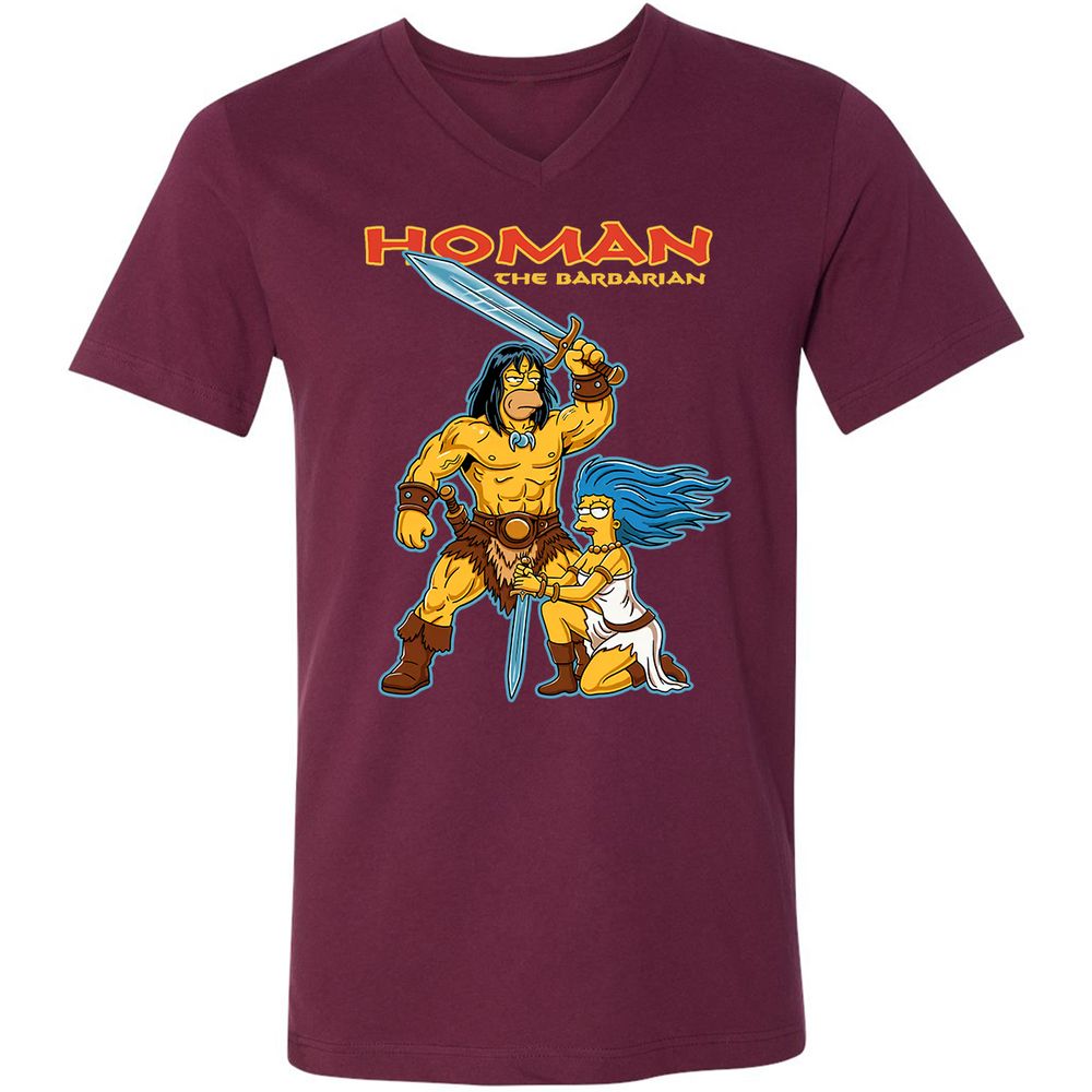 Unisex V-Neck T-Shirt - G8NTVGXJ - Maroon - 6
