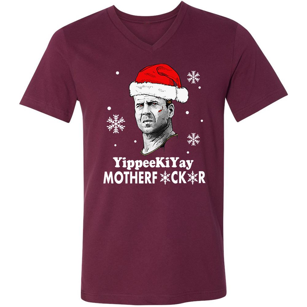 Unisex V-Neck T-Shirt - KFR82TCD - Maroon - 6