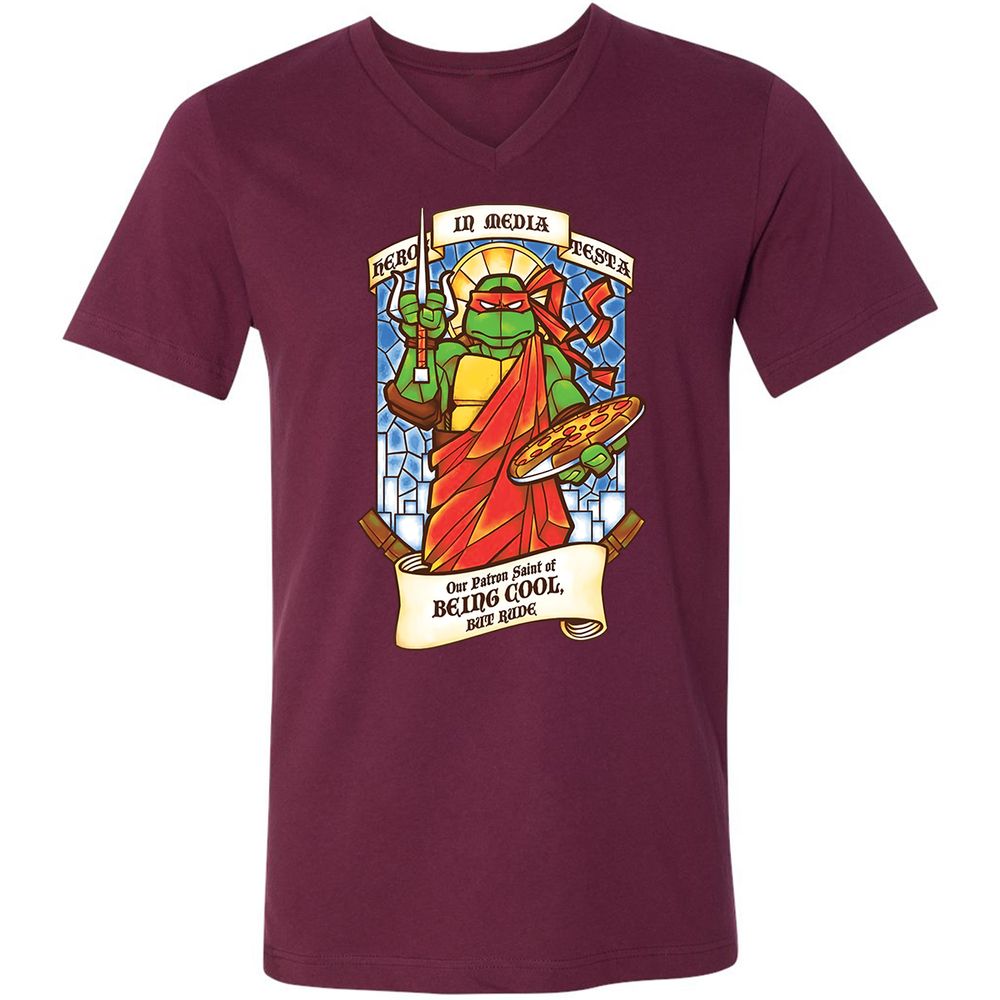 Unisex V-Neck T-Shirt - Y6FLAE1C - Maroon - 6