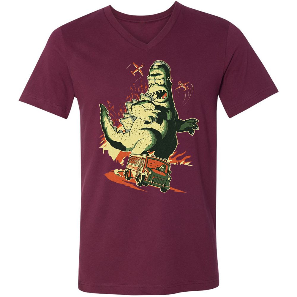 Unisex V-Neck T-Shirt - JD1X3D91 - Maroon - 6