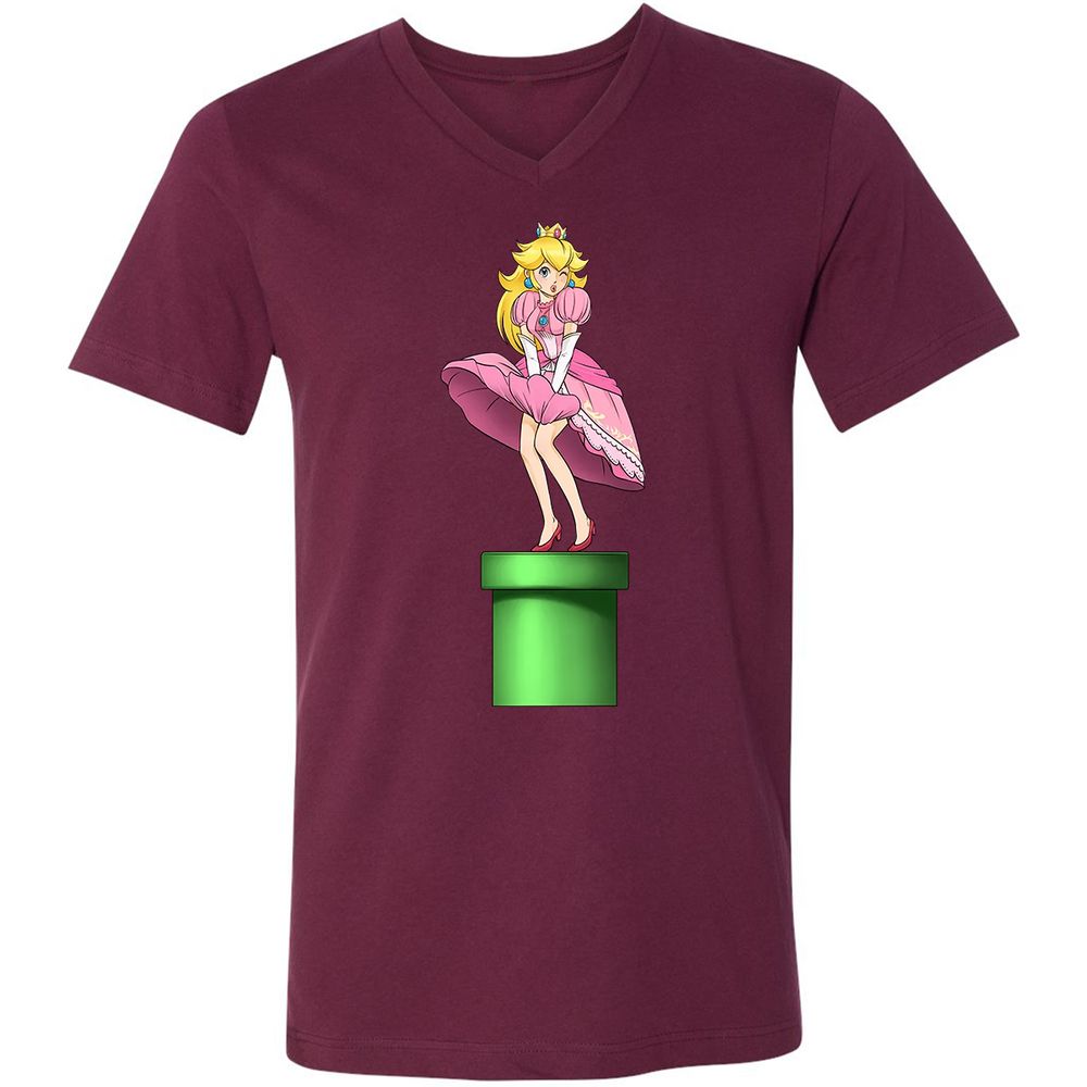 Unisex V-Neck T-Shirt - B6K4W2FP - Maroon - 6