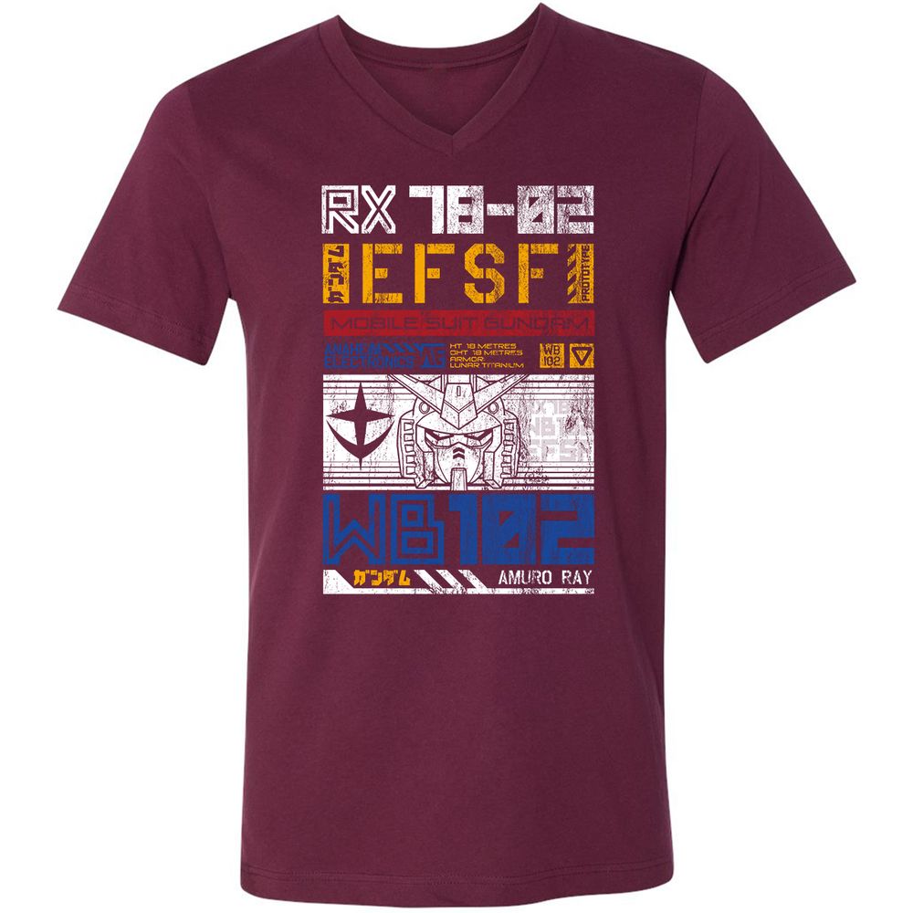 Unisex V-Neck T-Shirt - RG7XS5CD - Maroon - 6