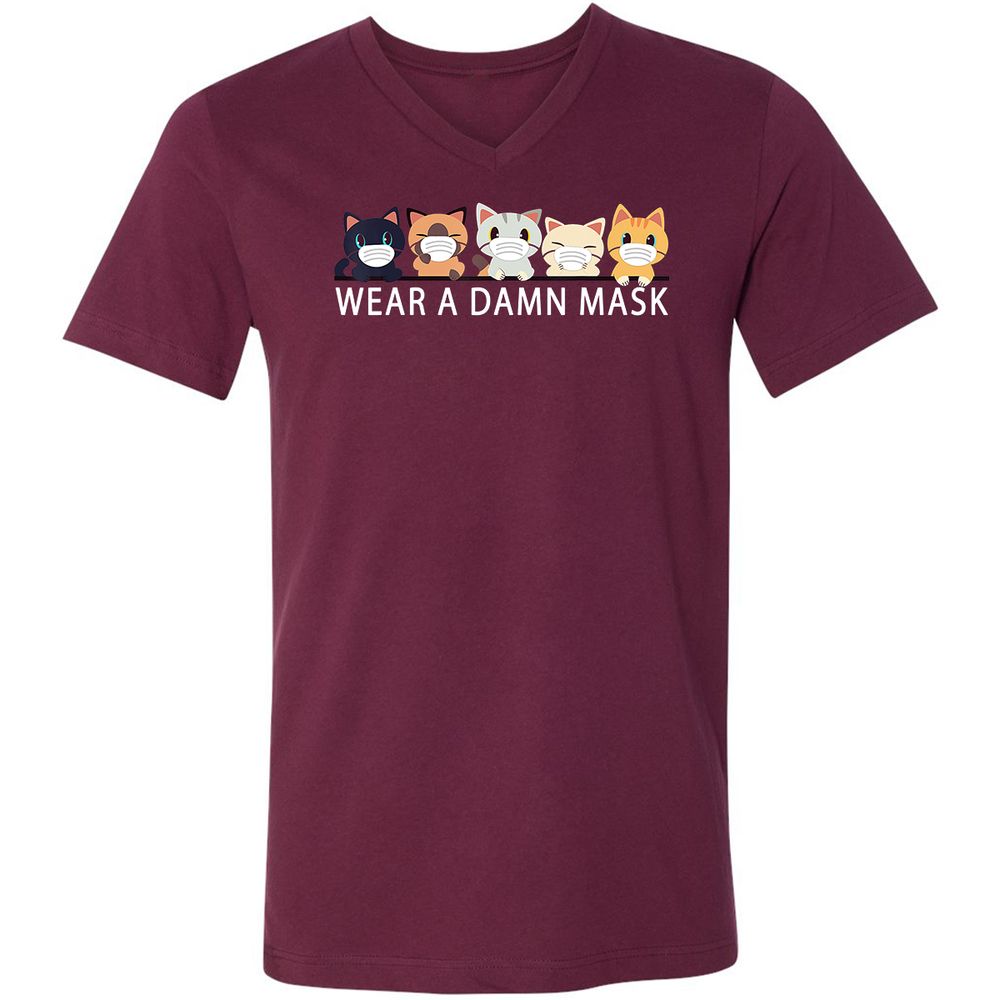 Unisex V-Neck T-Shirt - AZF51UTJ - Maroon - 6