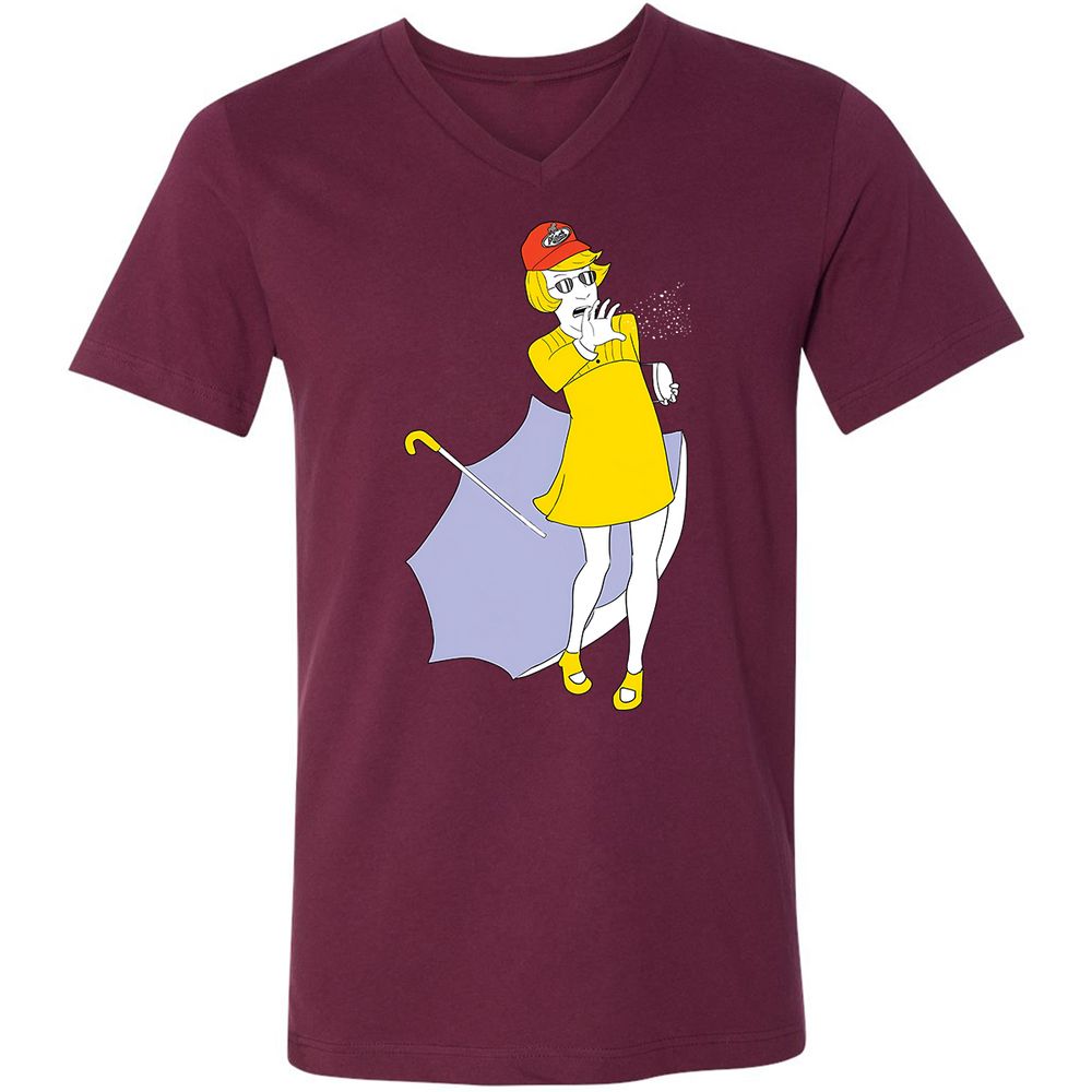 Unisex V-Neck T-Shirt - YTFQAKHL - Maroon - 6