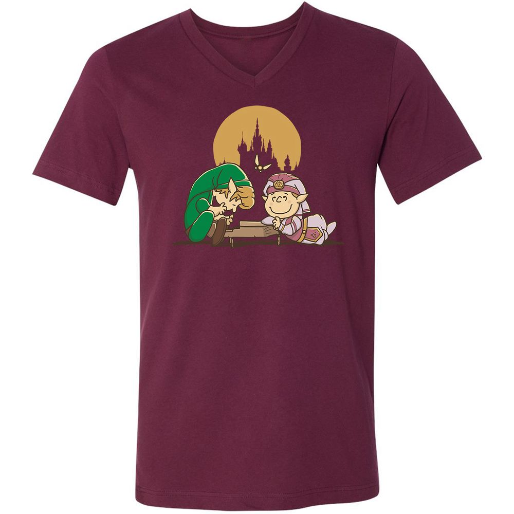 Unisex V-Neck T-Shirt - H357B76V - Maroon - 6