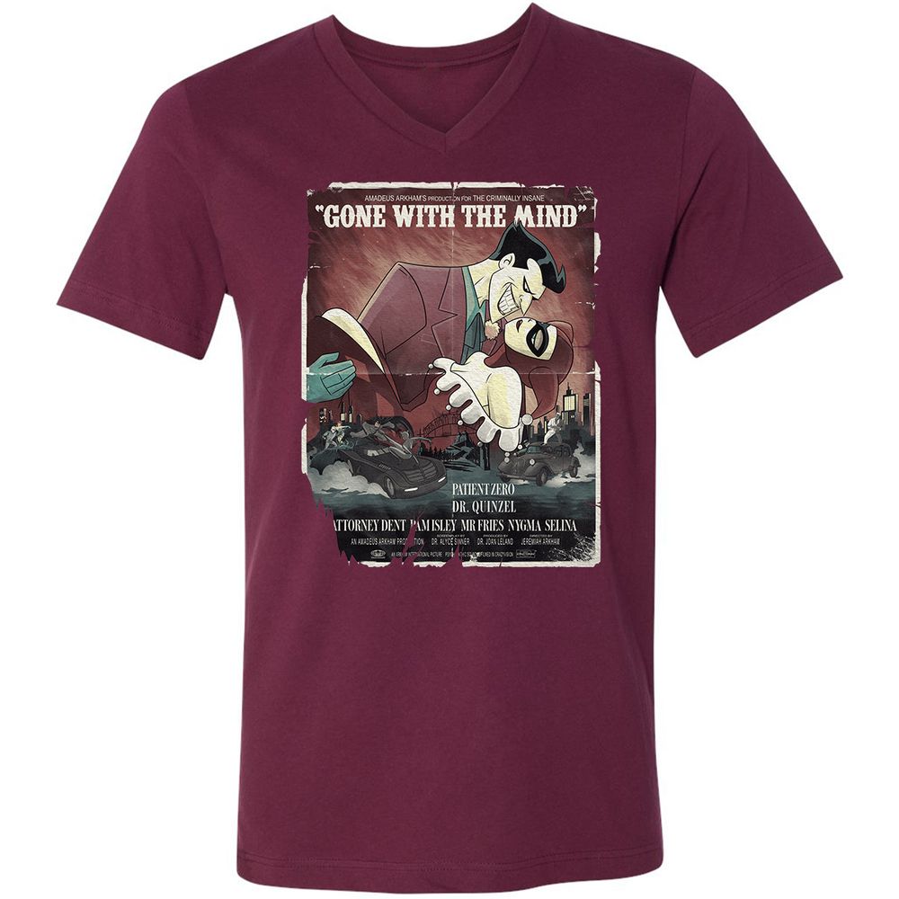 Unisex V-Neck T-Shirt - 7WCQK8PQ - Maroon - 6