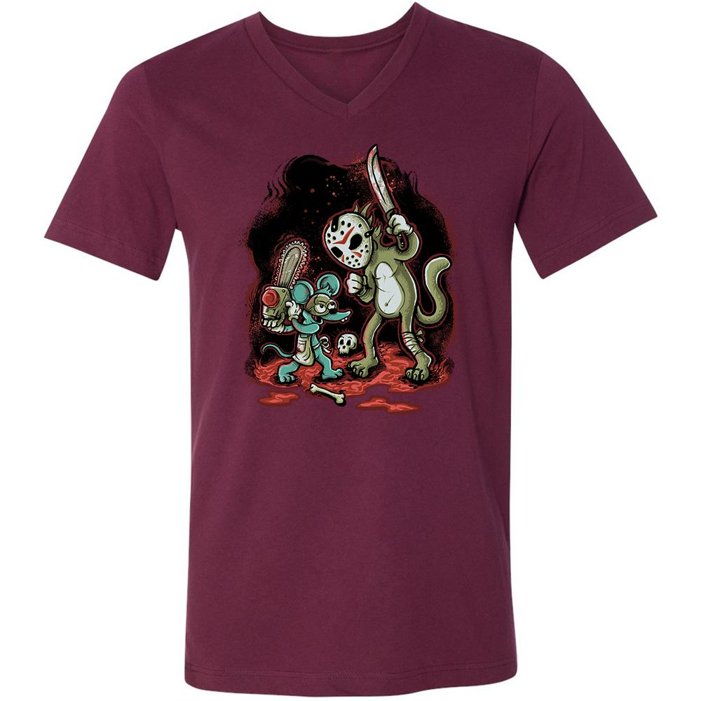Unisex V-Neck T-Shirt - Y1M316Y4 - Maroon - 6