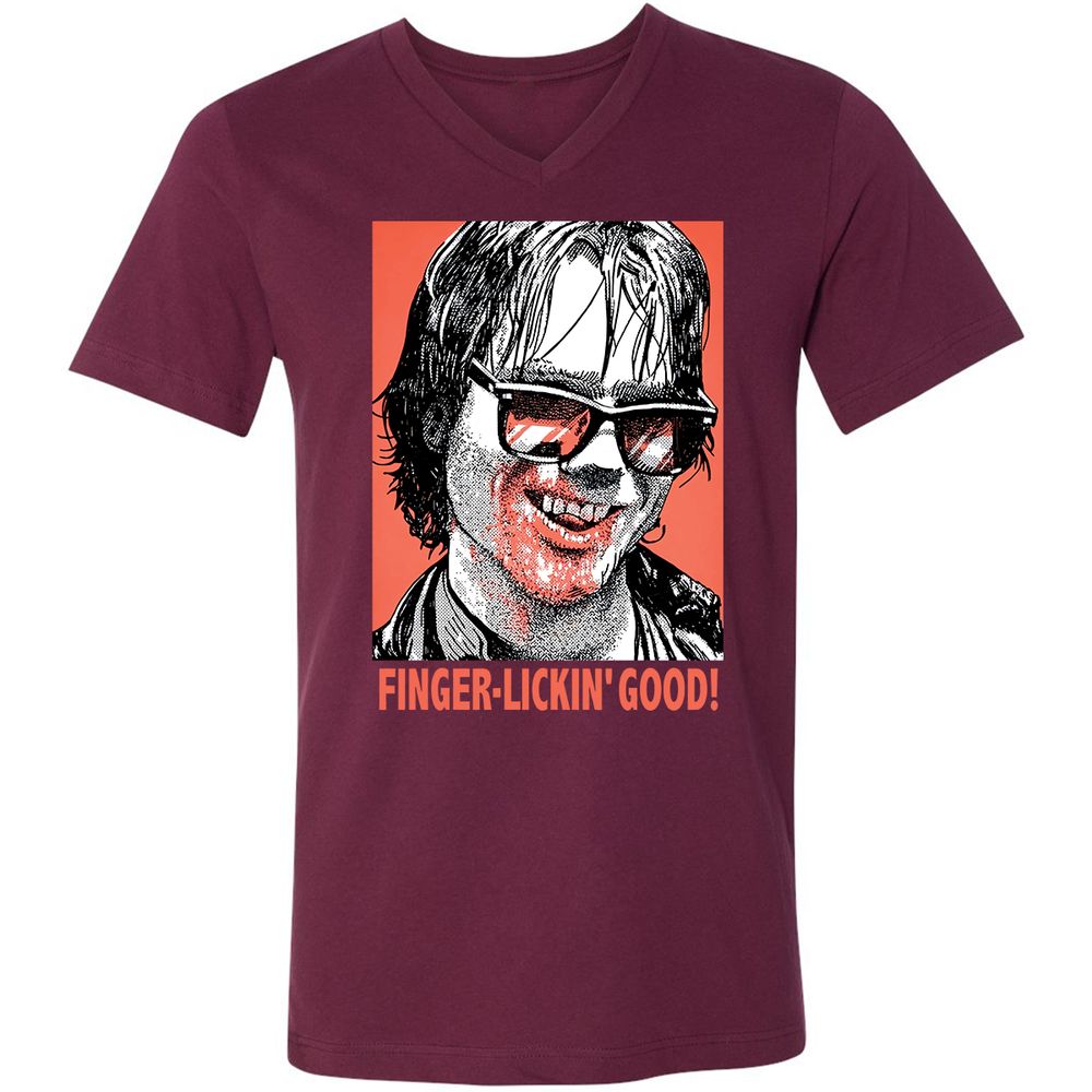 Unisex V-Neck T-Shirt - UAX1N4AU - Maroon - 6