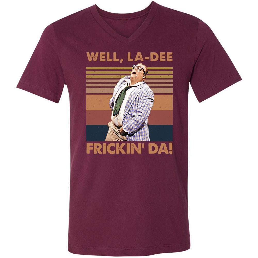 Unisex V-Neck T-Shirt - 7AF4PCDE - Maroon - 6