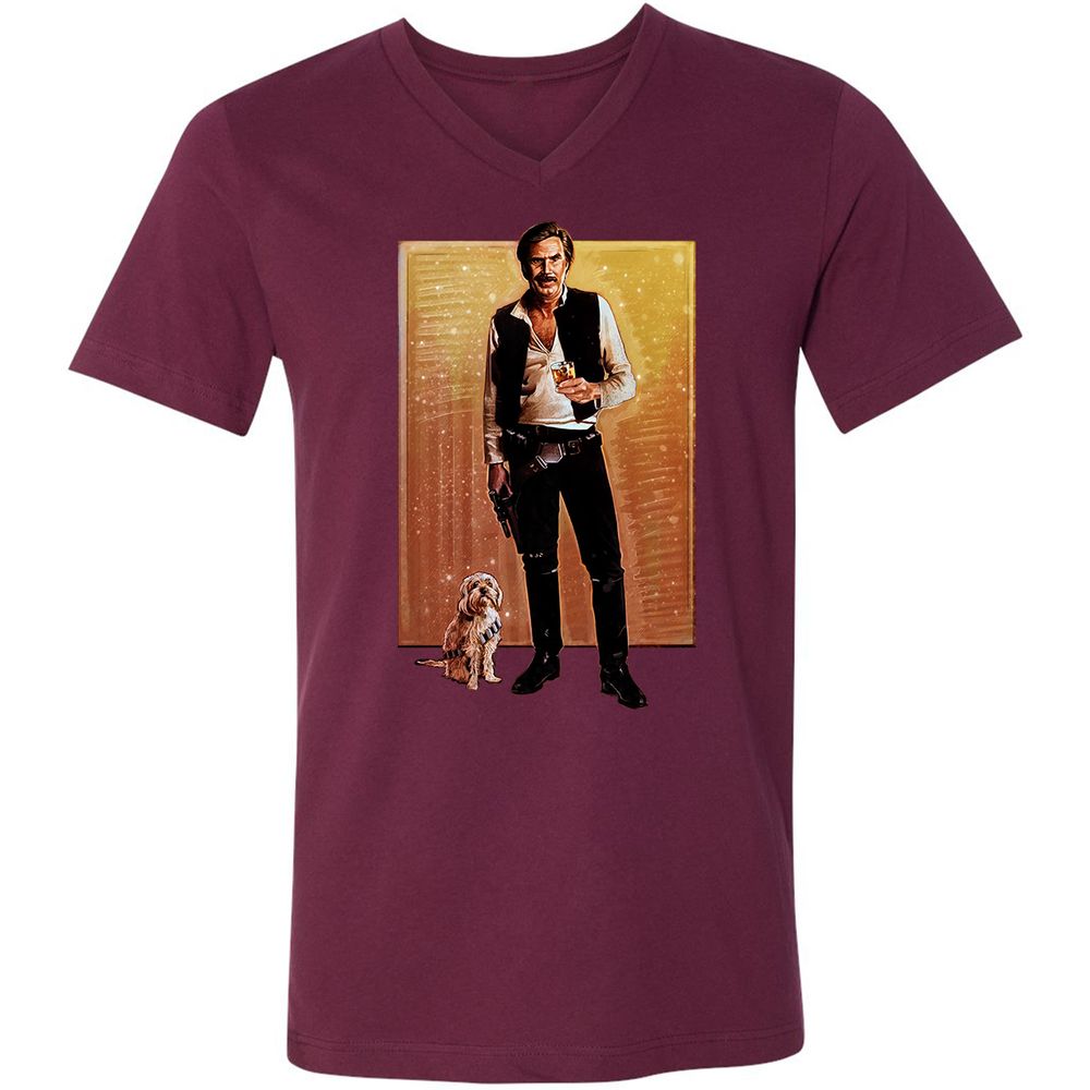 Unisex V-Neck T-Shirt - EBH8B4KZ - Maroon - 6