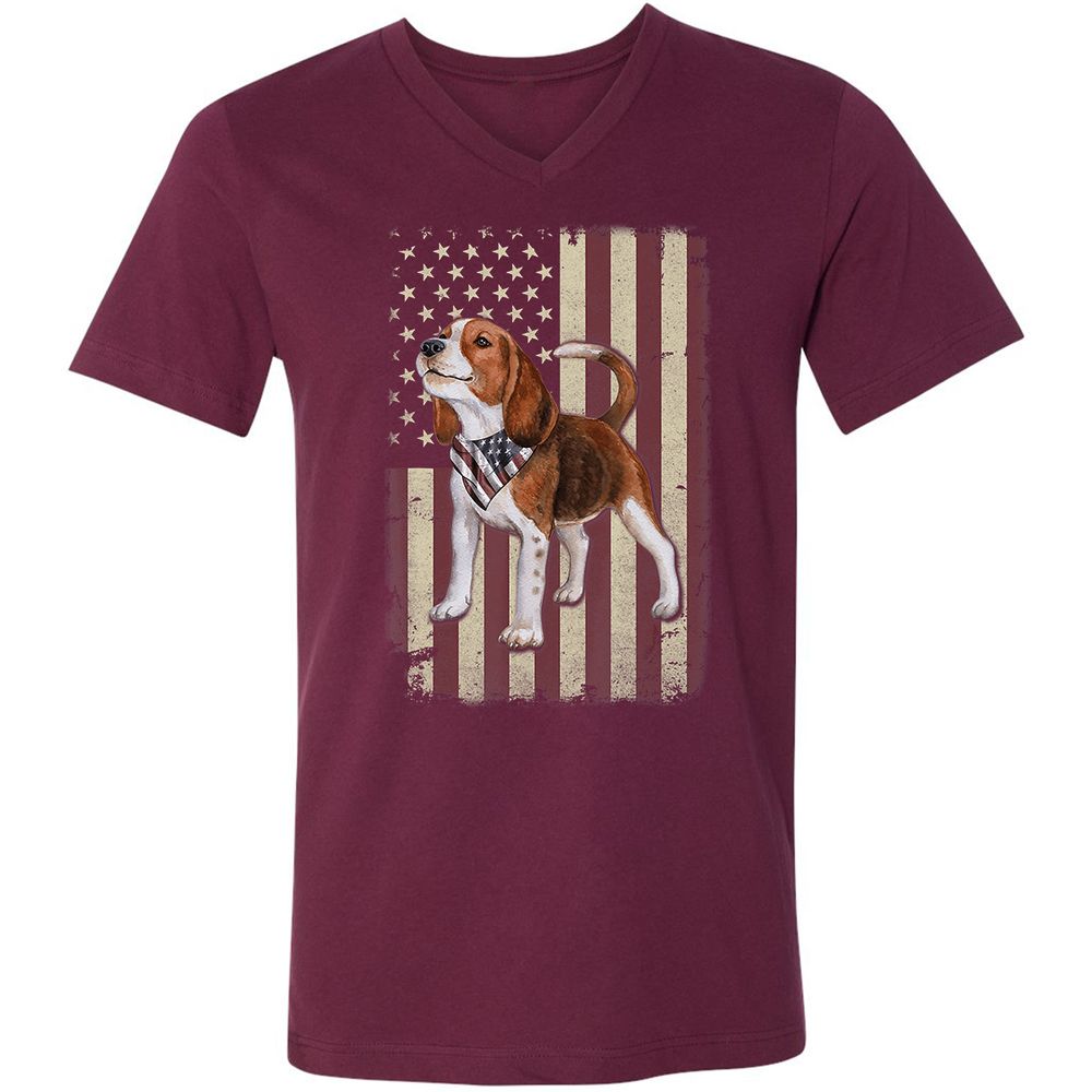 Unisex V-Neck T-Shirt - YDWD5GG3 - Maroon - 6