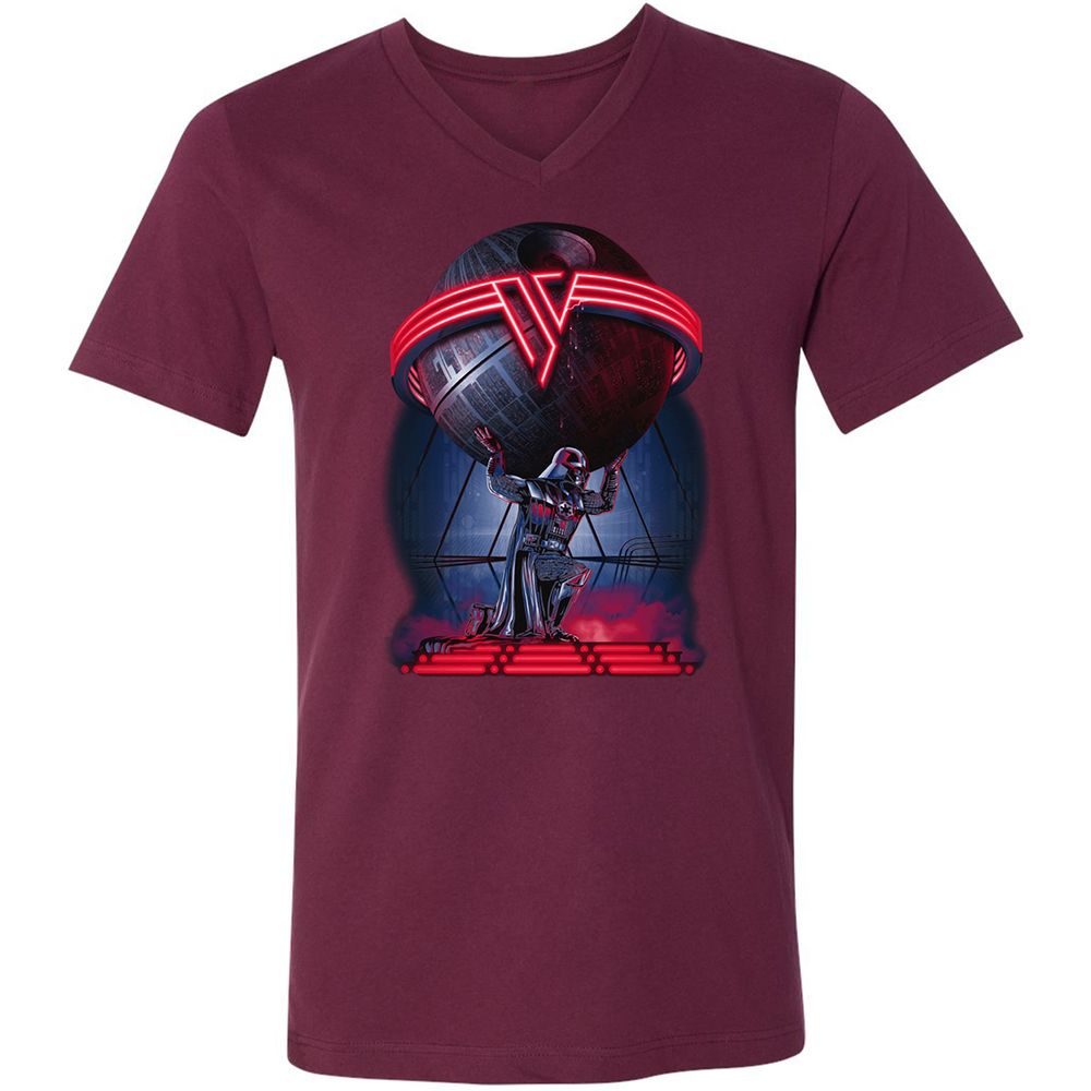 Unisex V-Neck T-Shirt - L9DXP5VE - Maroon - 6