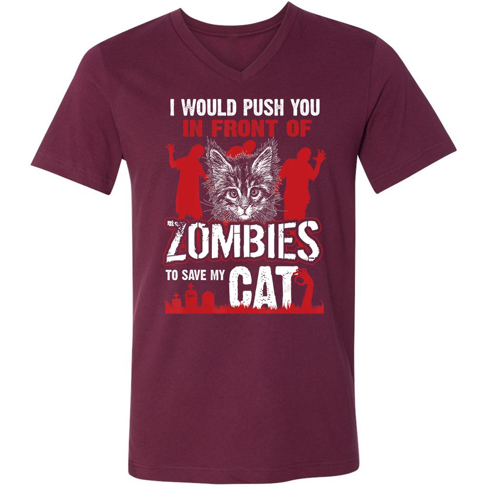 Unisex V-Neck T-Shirt - 77QDTDUV - Maroon - 6