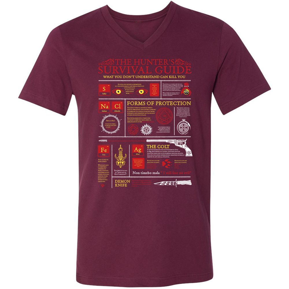 Unisex V-Neck T-Shirt - 674EM5HJ - Maroon - 6