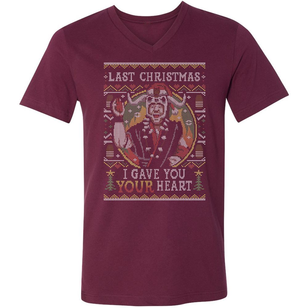Unisex V-Neck T-Shirt - RPYBKFFG - Maroon - 6