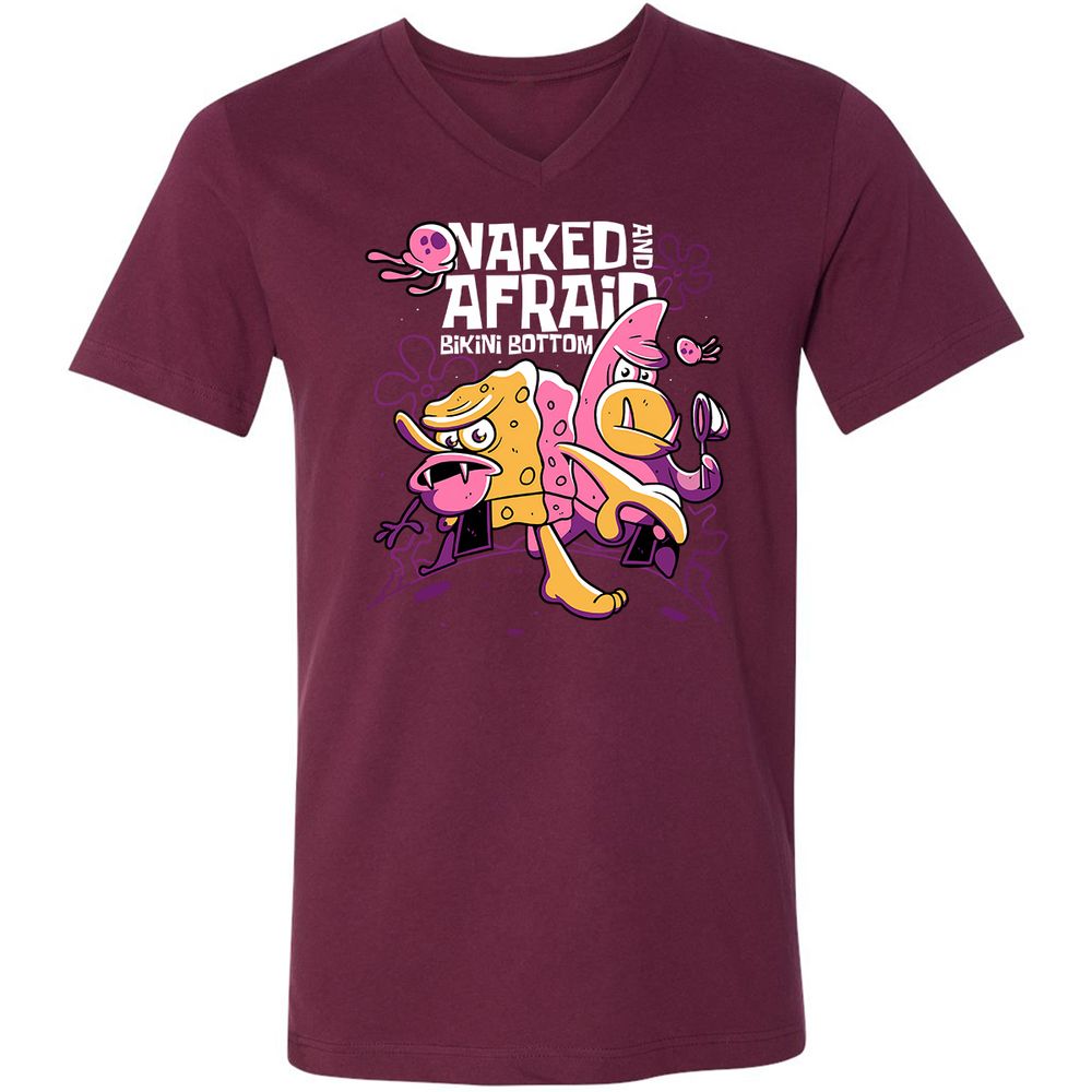 Unisex V-Neck T-Shirt - UNT6NFRV - Maroon - 6