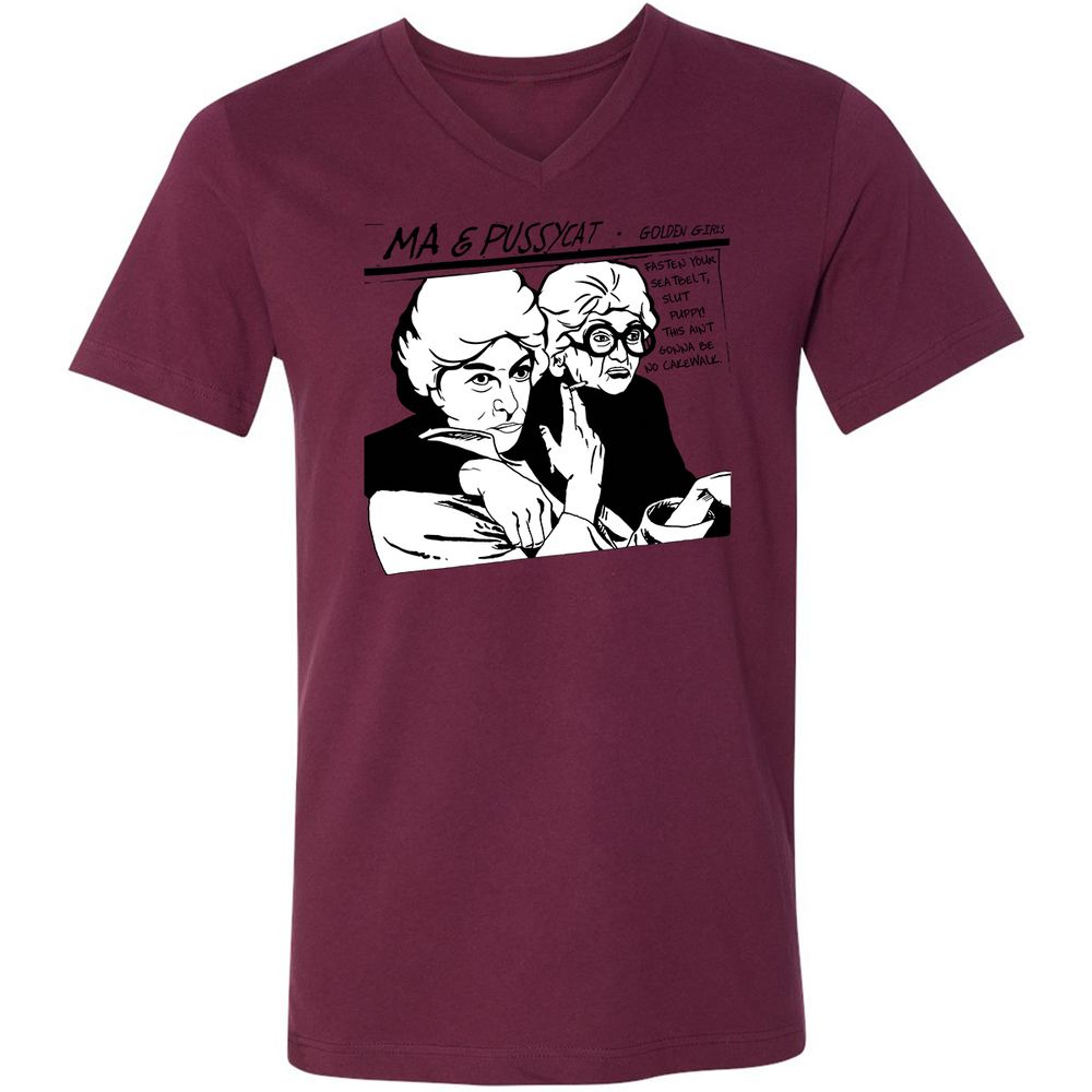 Unisex V-Neck T-Shirt - 8CJECLMN - Maroon - 6