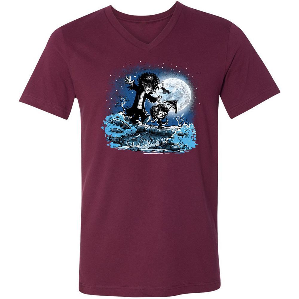 Unisex V-Neck T-Shirt - KNE63WYW - Maroon - 6