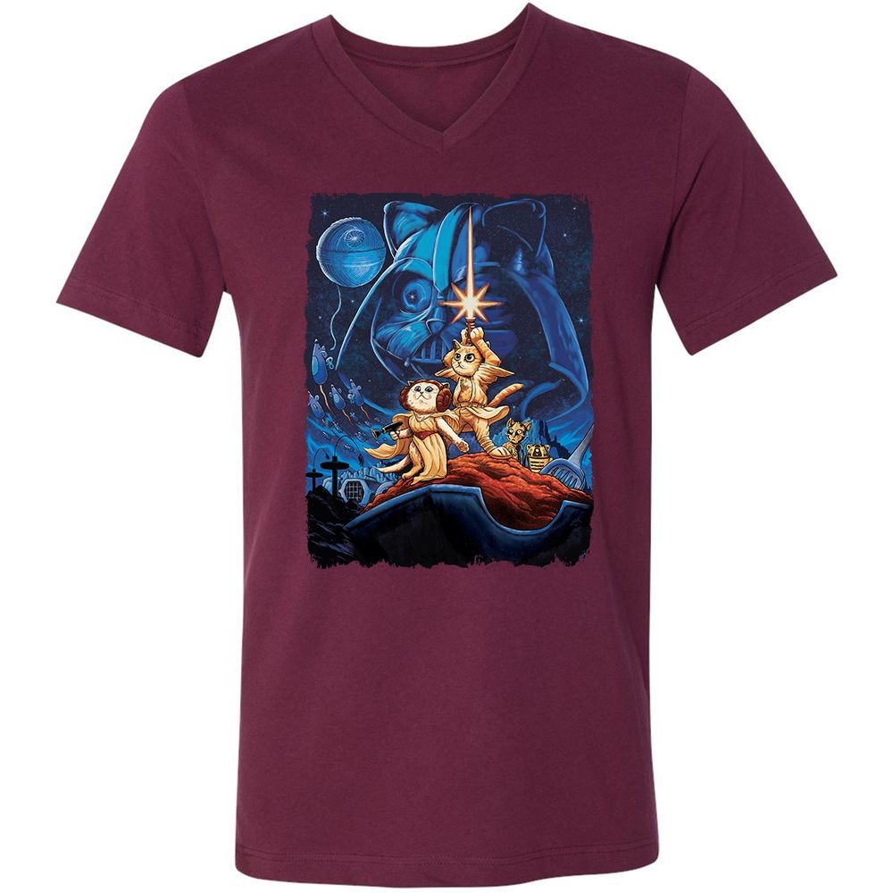 Unisex V-Neck T-Shirt - B71DVW8Z - Maroon - 6