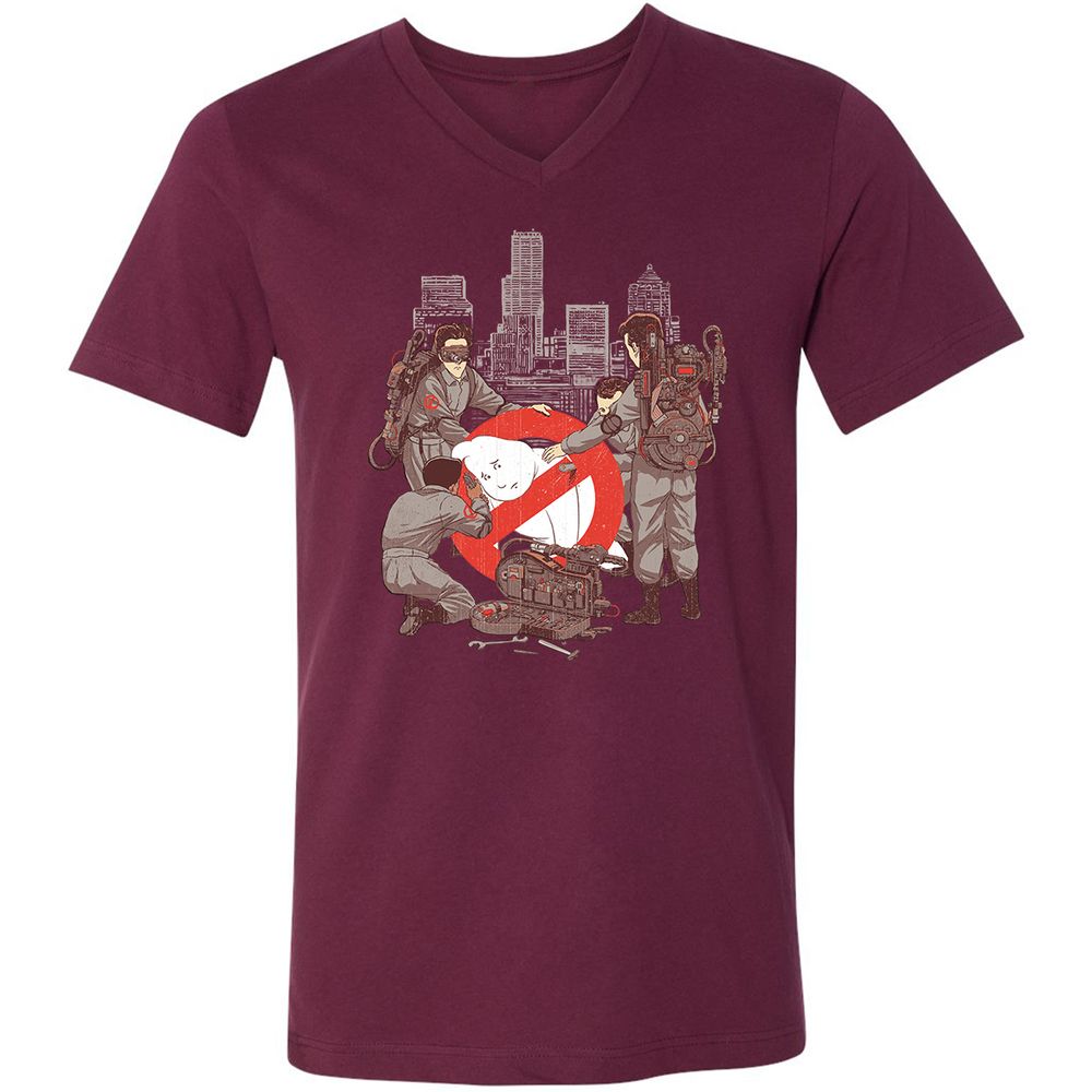 Unisex V-Neck T-Shirt - 3AZ4PVEQ - Maroon - 6