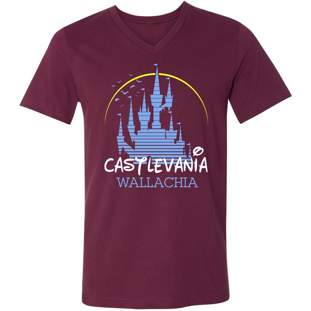 Unisex V-Neck T-Shirt - 6YBFHAHU - Maroon - 6