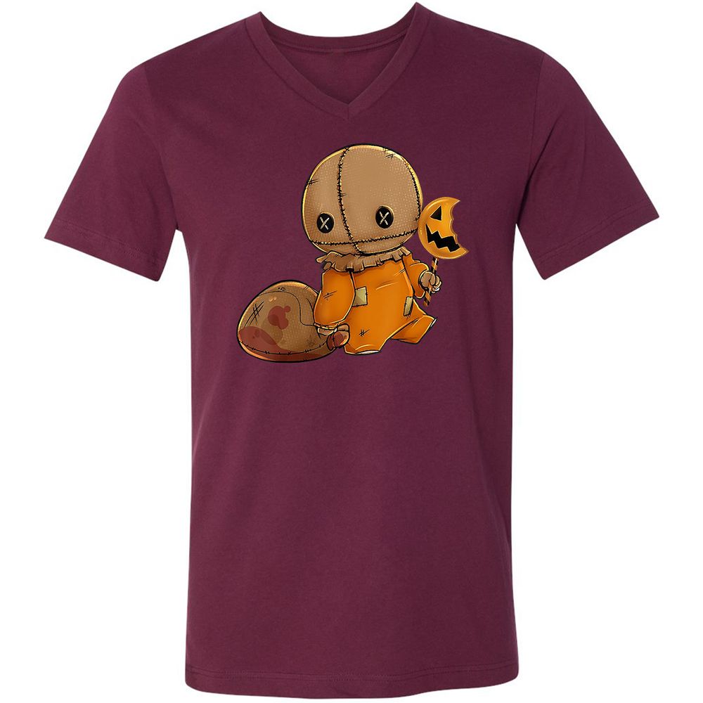 Unisex V-Neck T-Shirt - 91F9BNJZ - Maroon - 6