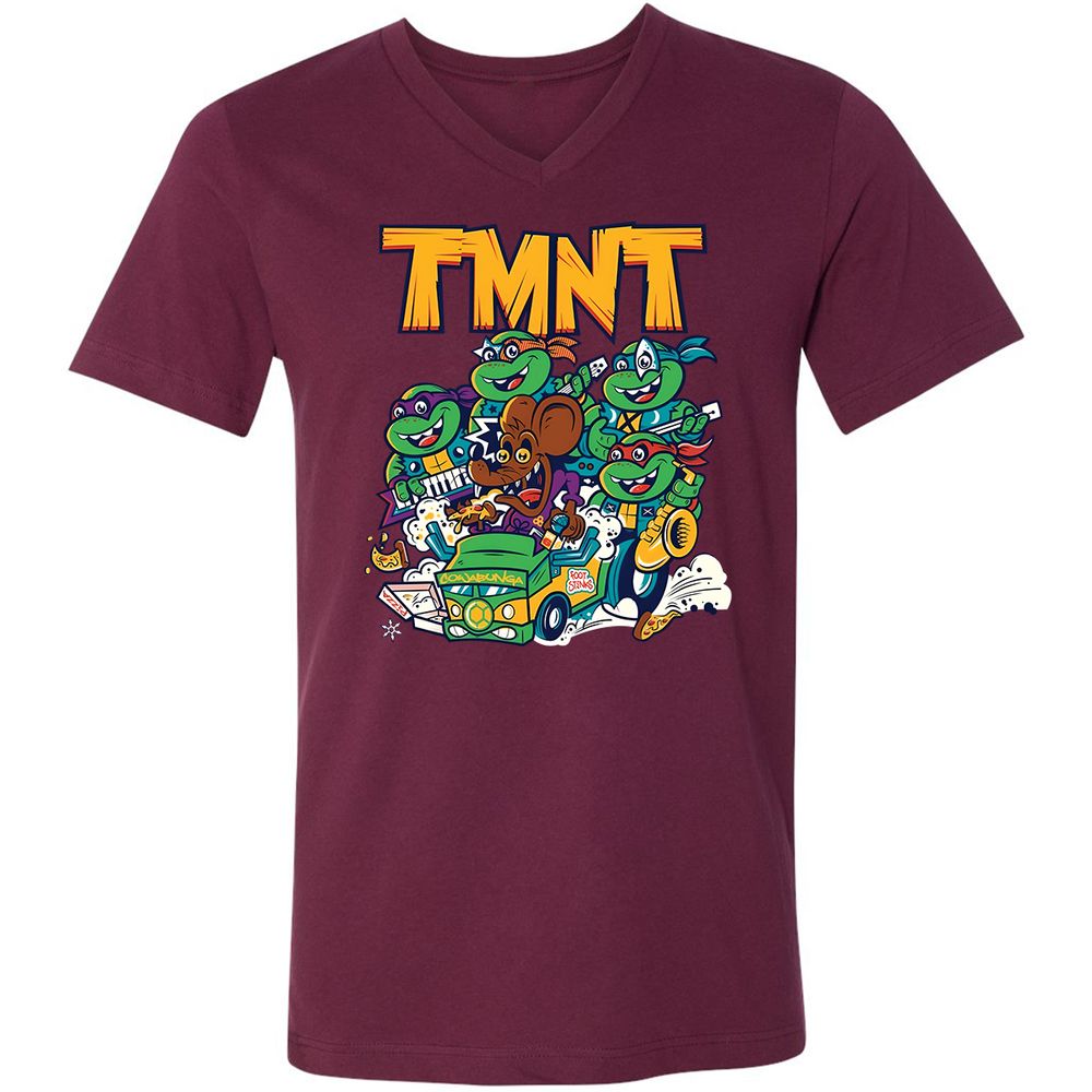 Unisex V-Neck T-Shirt - 9P1J68P6 - Maroon - 6