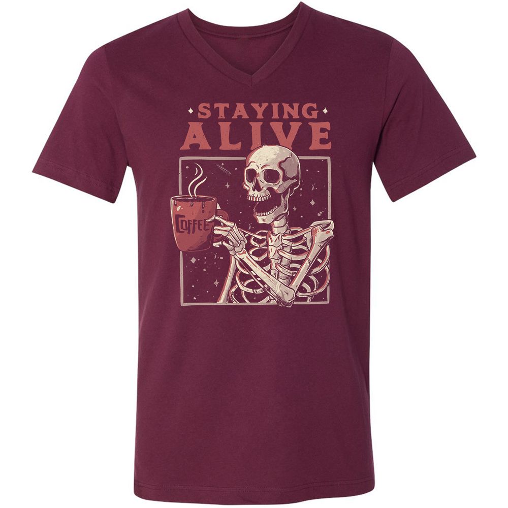 Unisex V-Neck T-Shirt - TX71E3UX - Maroon - 6