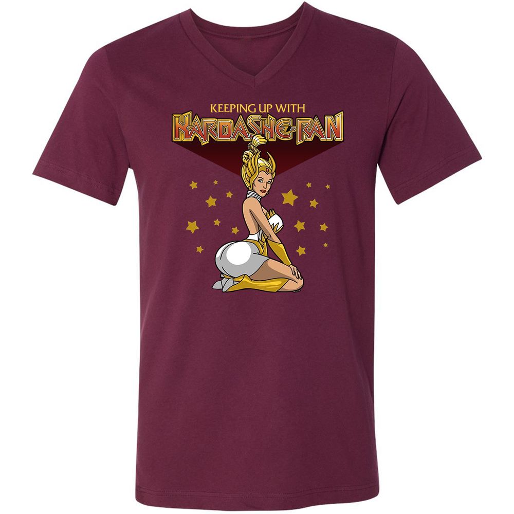 Unisex V-Neck T-Shirt - KAQ5WJZ5 - Maroon - 6