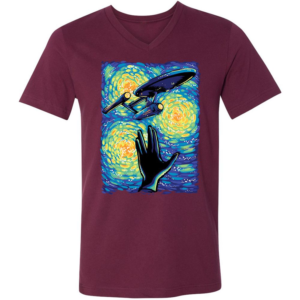 Unisex V-Neck T-Shirt - EJ86WJ24 - Maroon - 6