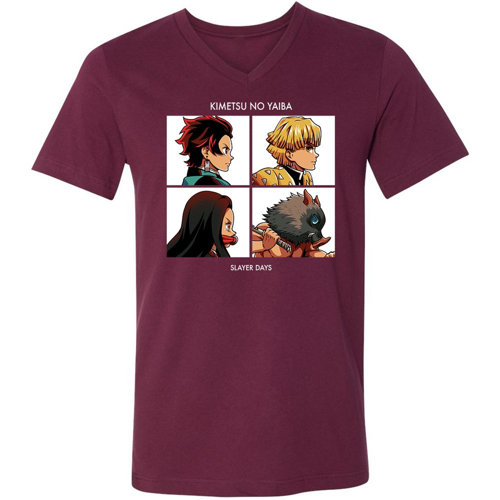 Unisex V-Neck T-Shirt - FNQ3LY16 - Maroon - 6