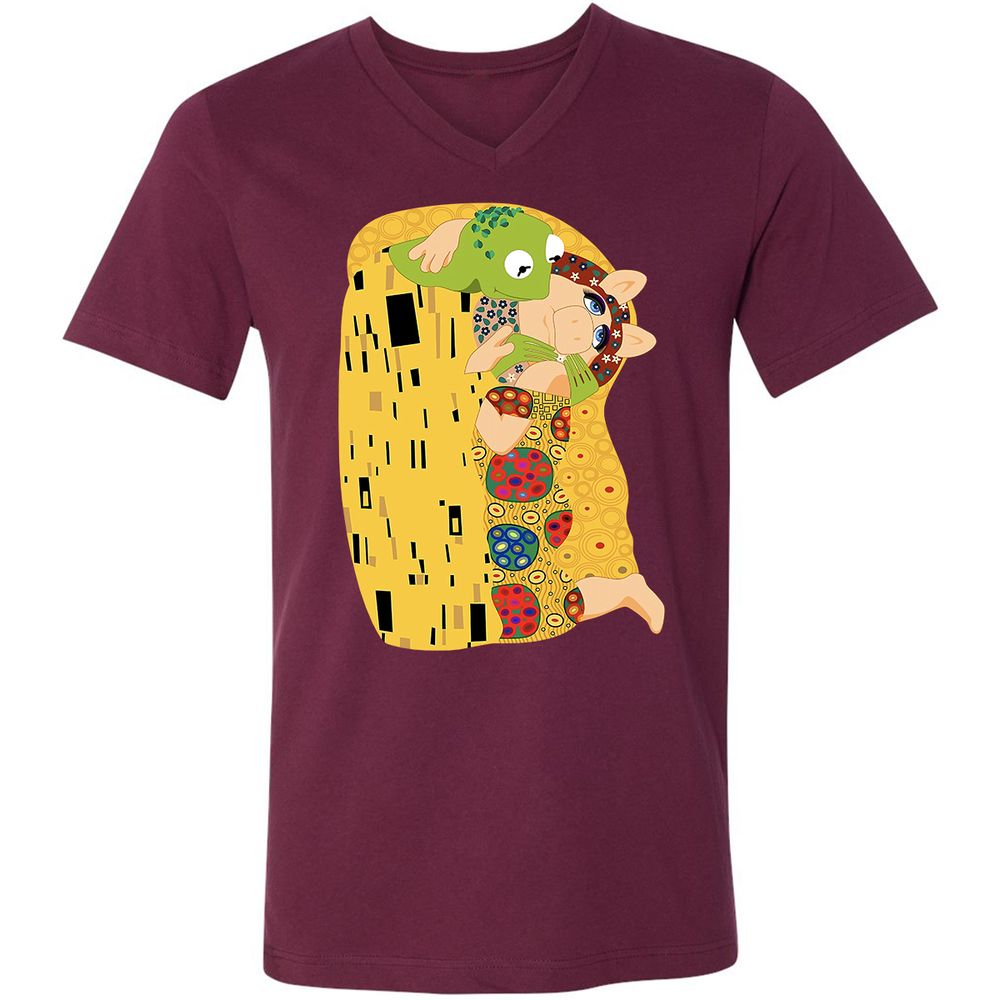 Unisex V-Neck T-Shirt - H1HMBCZ6 - Maroon - 6