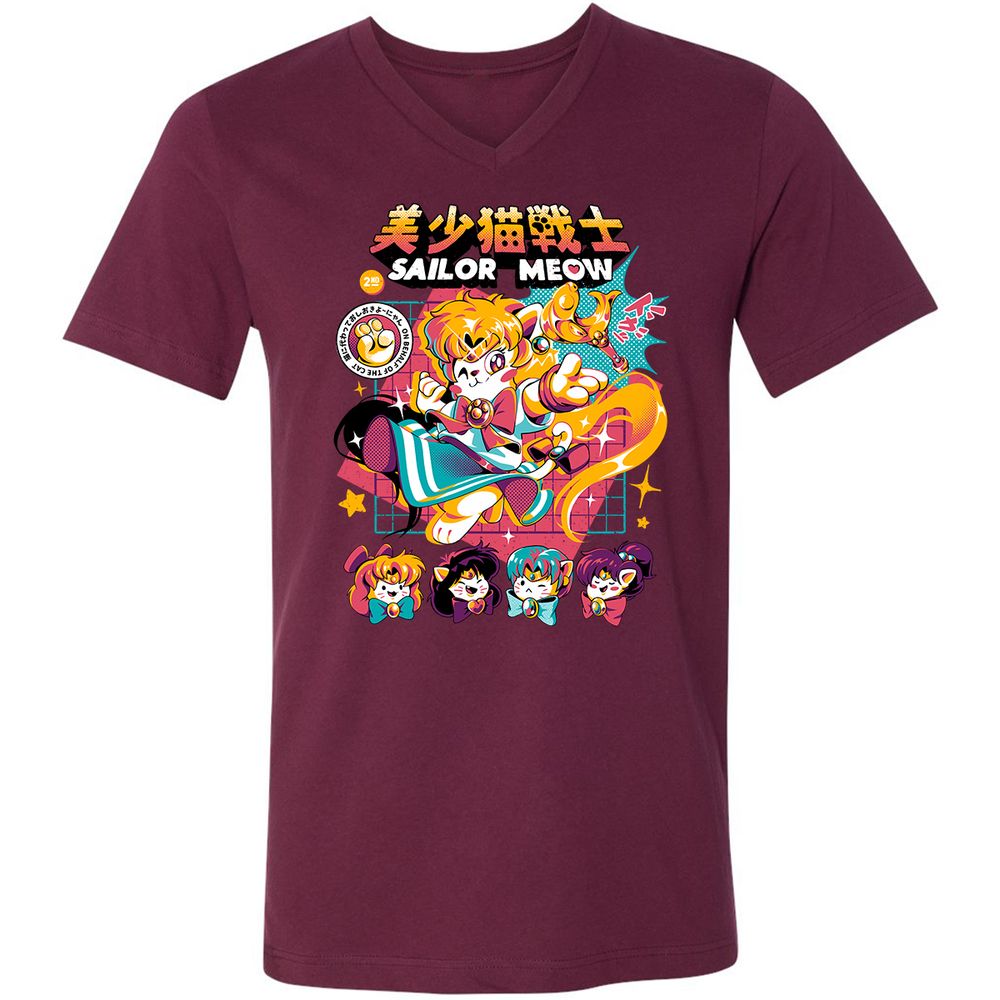 Unisex V-Neck T-Shirt - 2JX55DXD - Maroon - 6