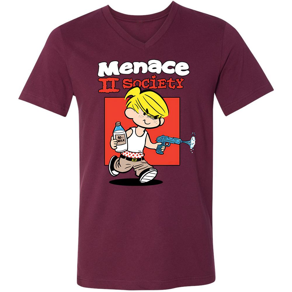 Unisex V-Neck T-Shirt - 5RGNQAMY - Maroon - 6