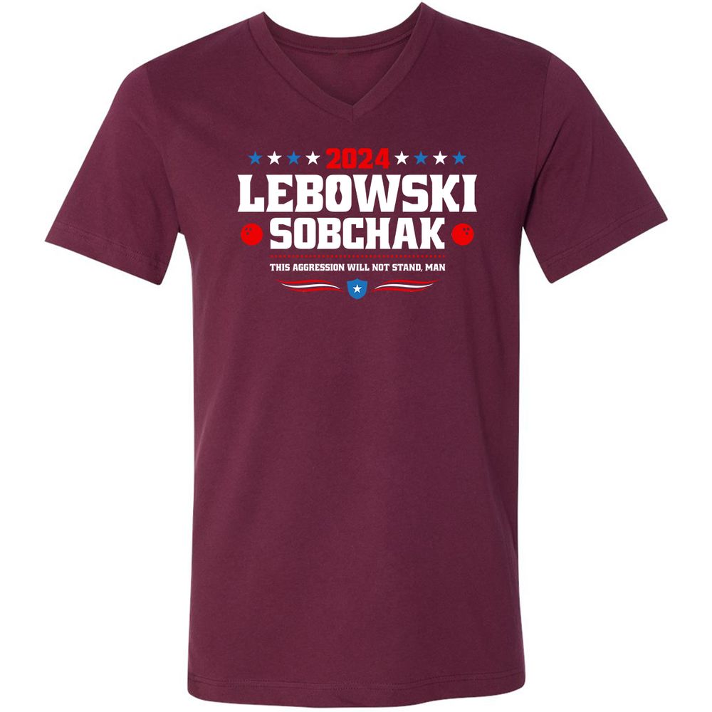 Unisex V-Neck T-Shirt - 6C97EU7V - Maroon - 6