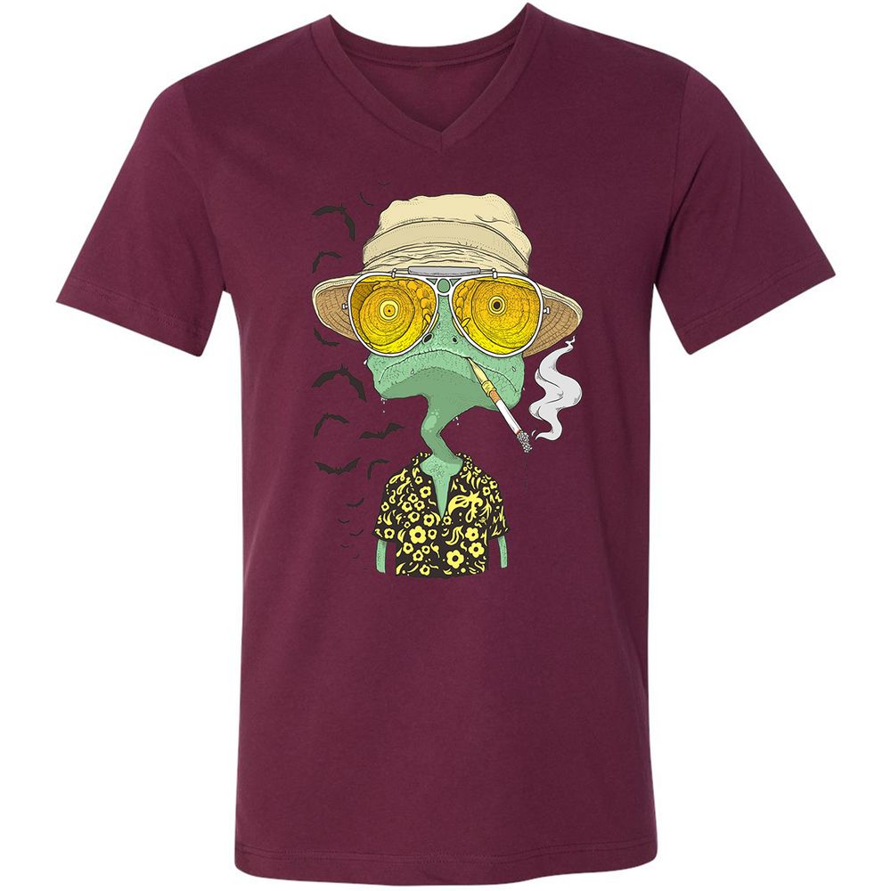 Unisex V-Neck T-Shirt - PHFSVRSZ - Maroon - 6