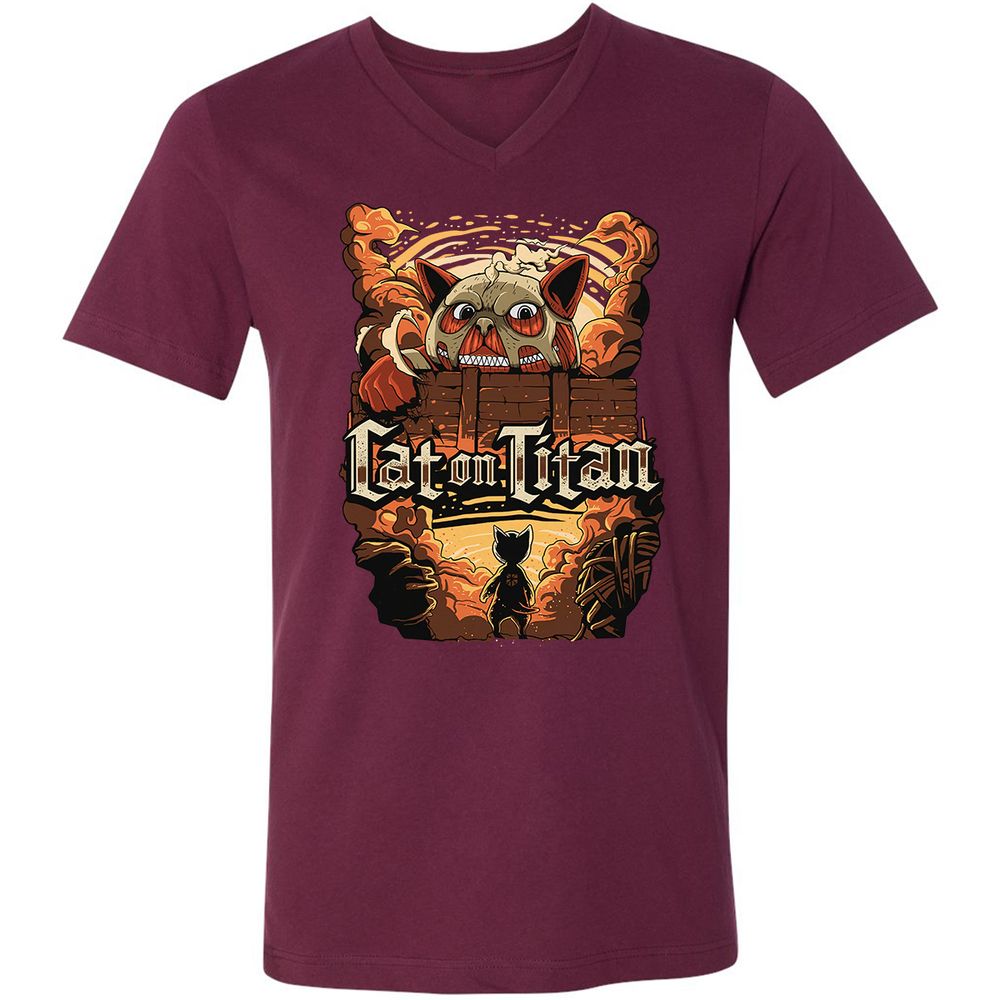 Unisex V-Neck T-Shirt - SJA7X22M - Maroon - 6