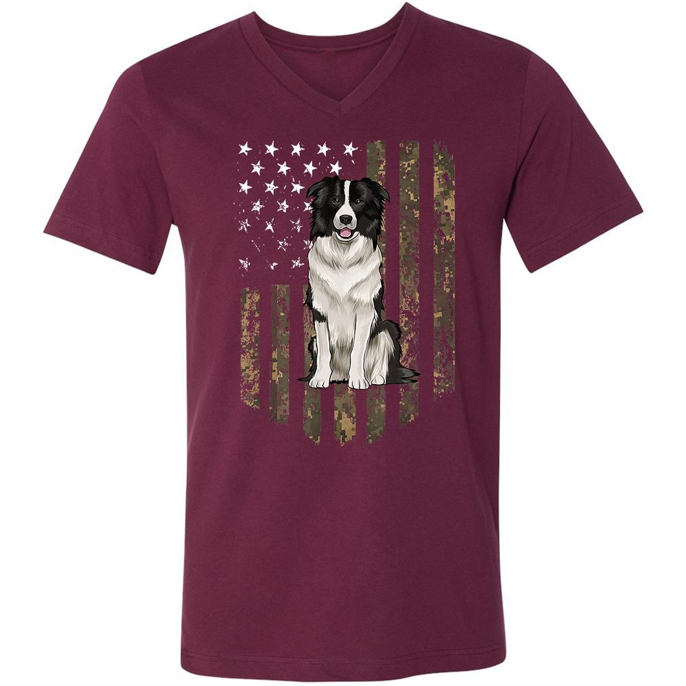 Unisex V-Neck T-Shirt - CMHFVAAW - Maroon - 6