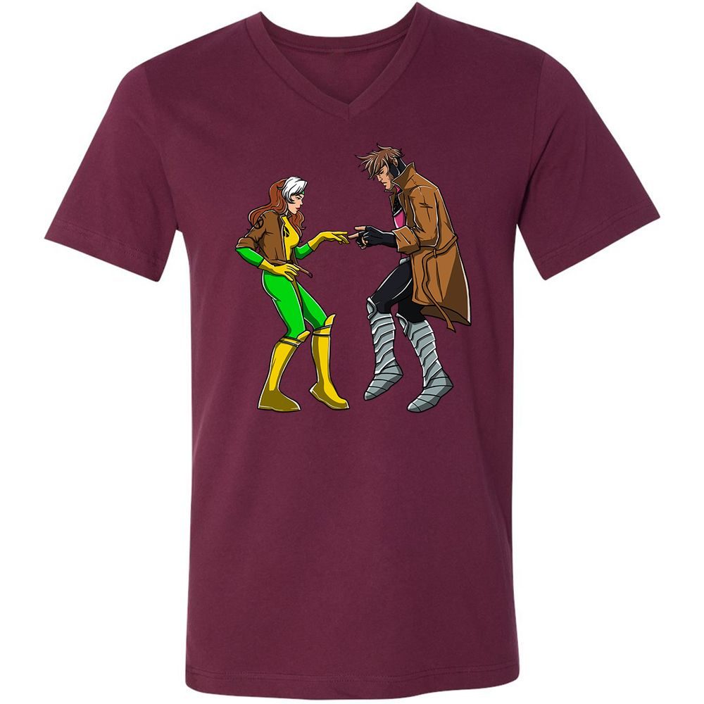 Unisex V-Neck T-Shirt - 6PEEXNZE - Maroon - 6