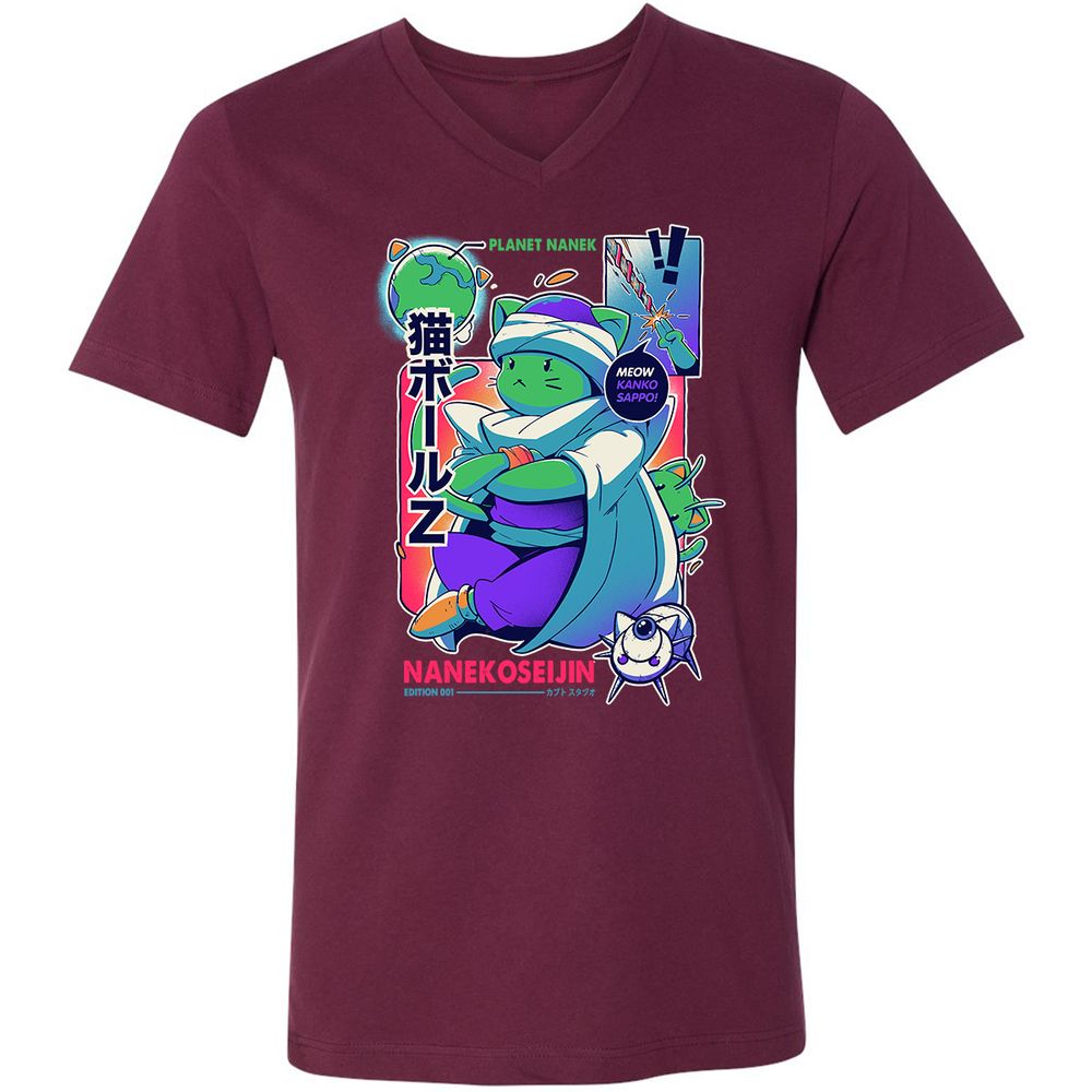 Unisex V-Neck T-Shirt - EX1VDTJV - Maroon - 6