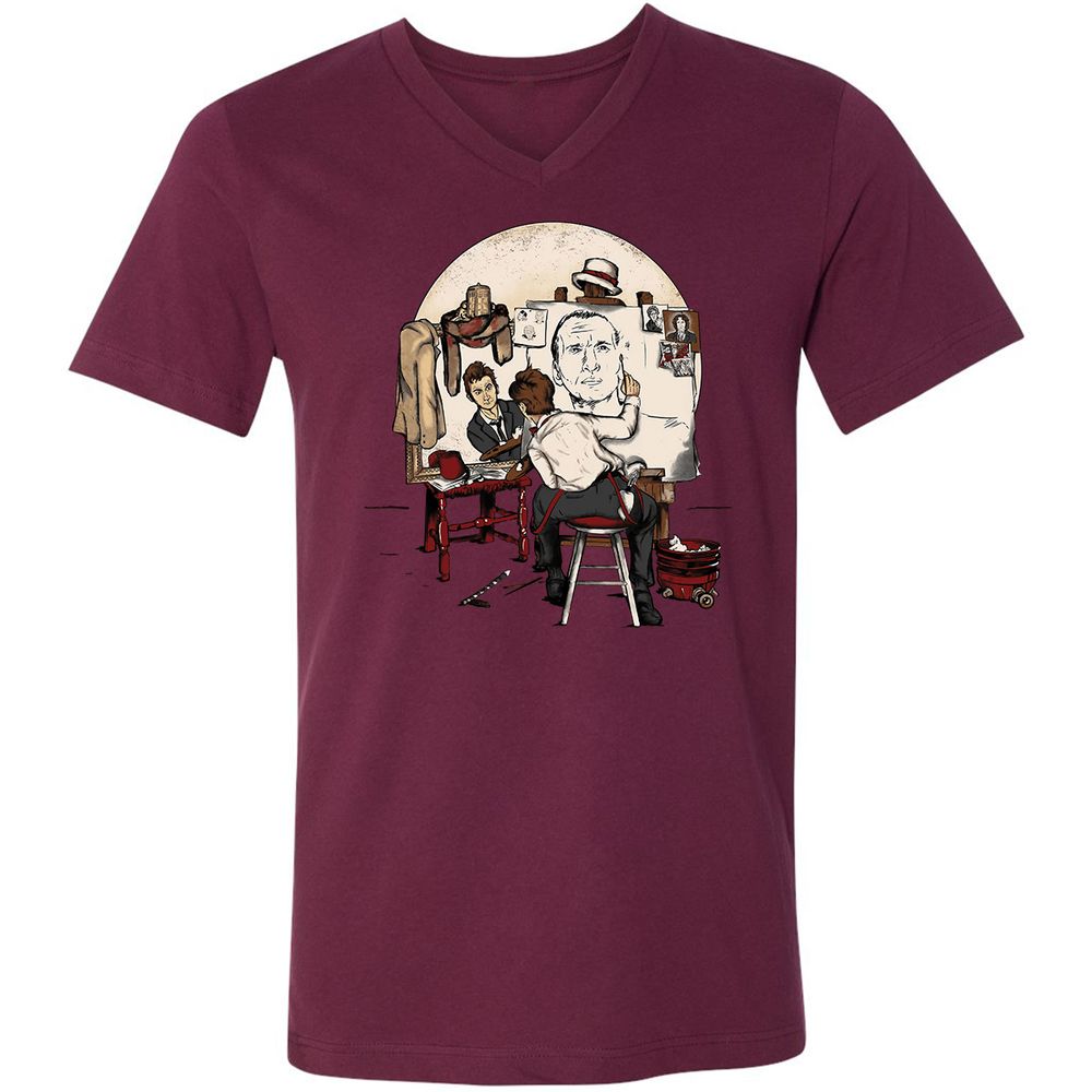Unisex V-Neck T-Shirt - YFNADRQY - Maroon - 6