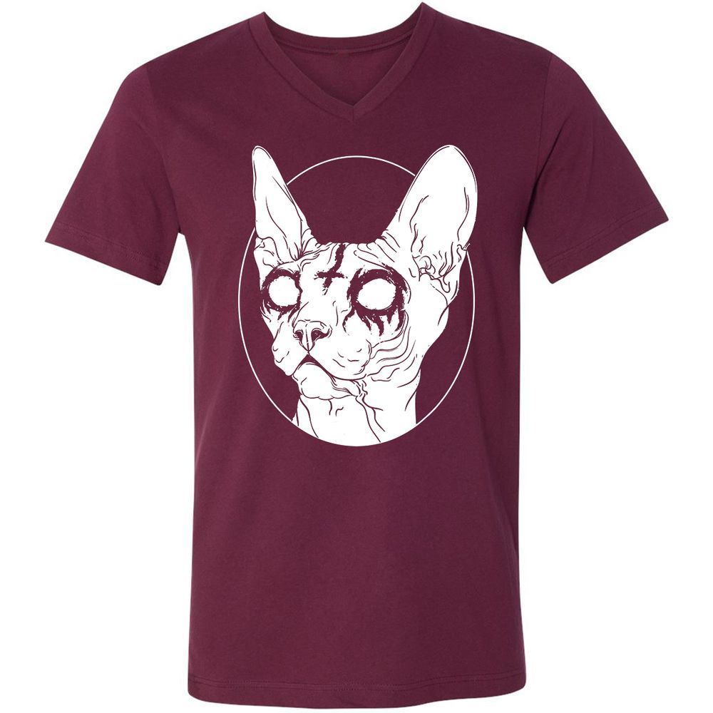 Unisex V-Neck T-Shirt - XN97RFH6 - Maroon - 6